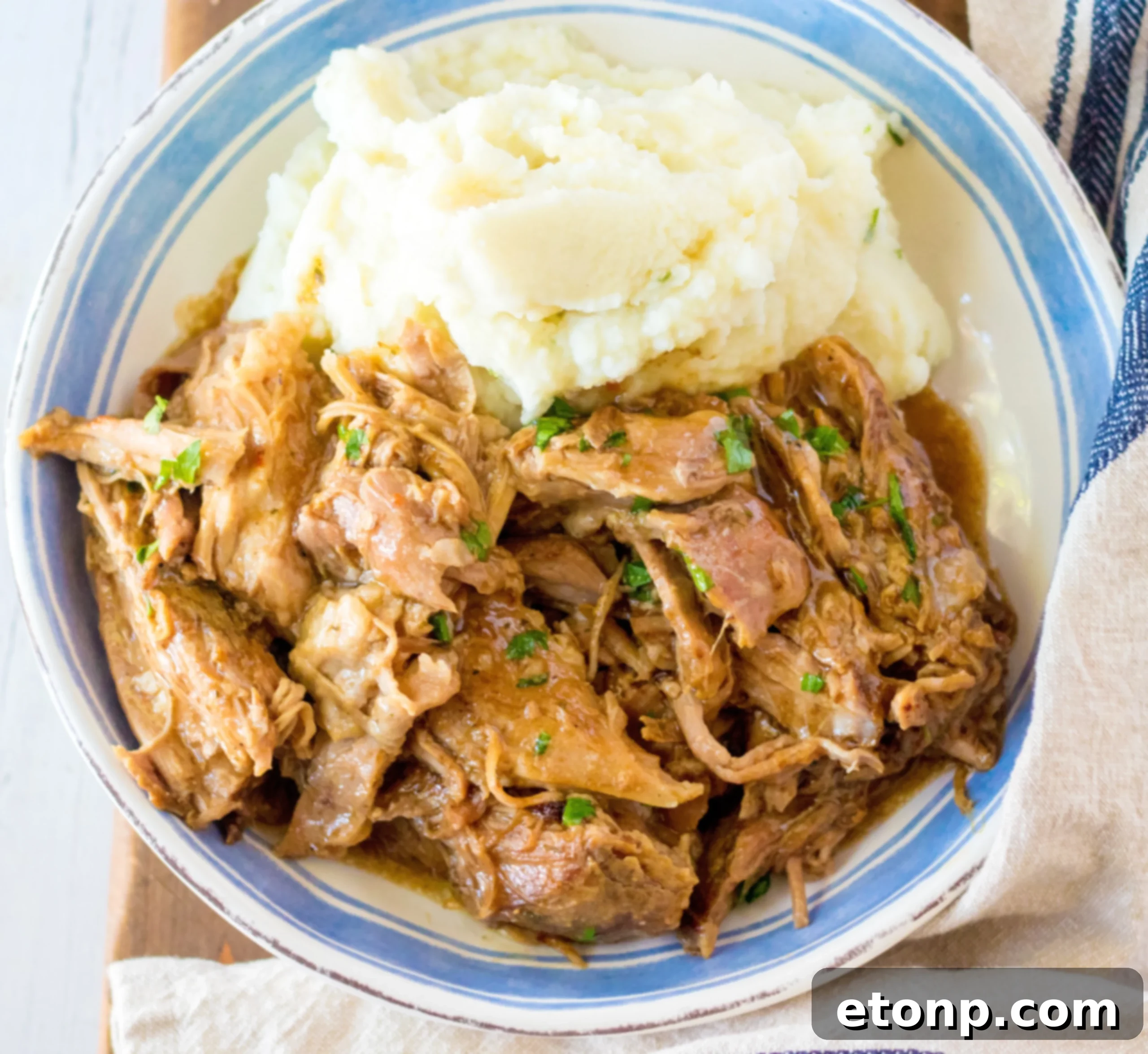 Slow Cooker 3 Packet Pork Roast, a tender pork shoulder butt roast cooked in a crock pot