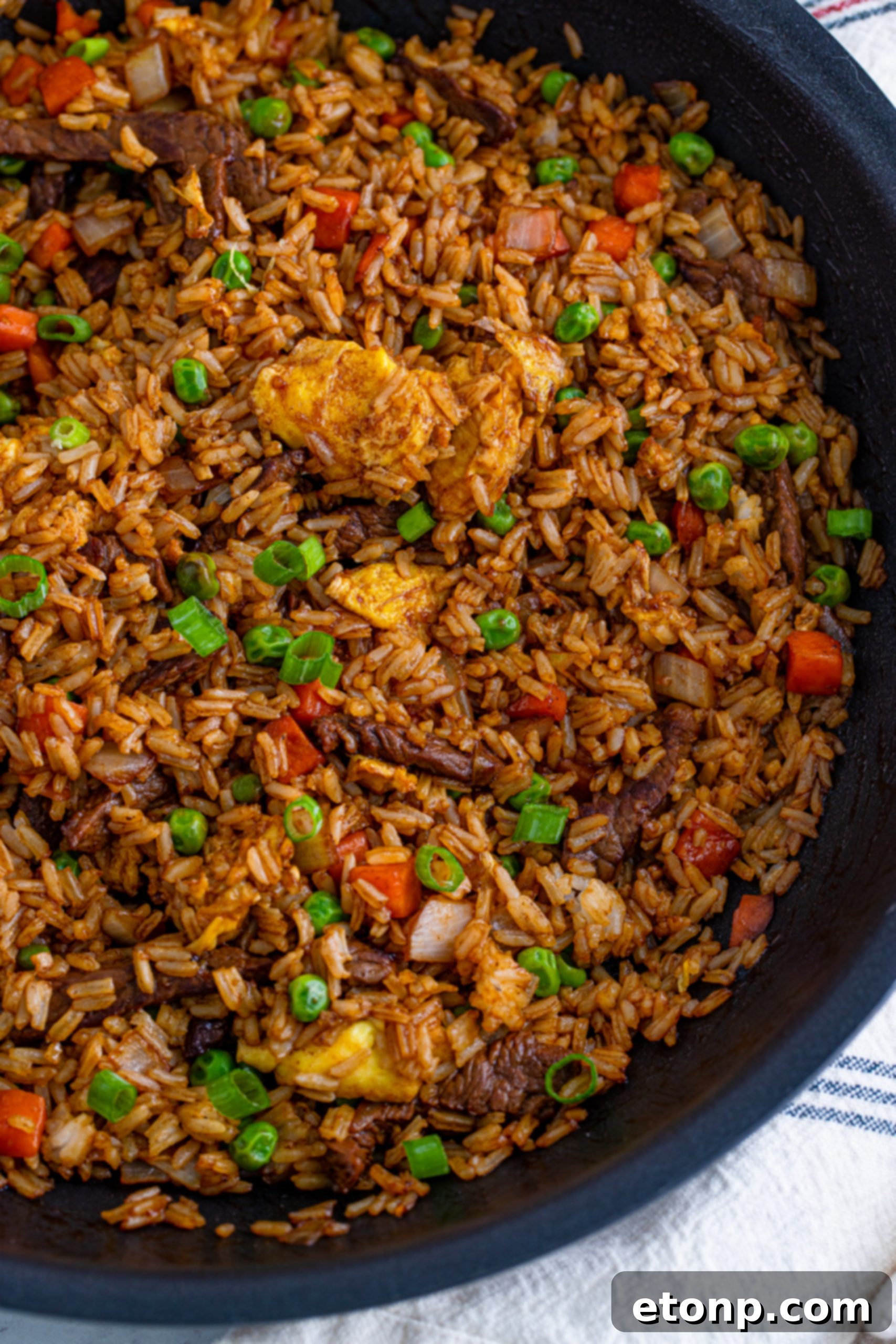 Beef Fried Rice with colorful vegetables