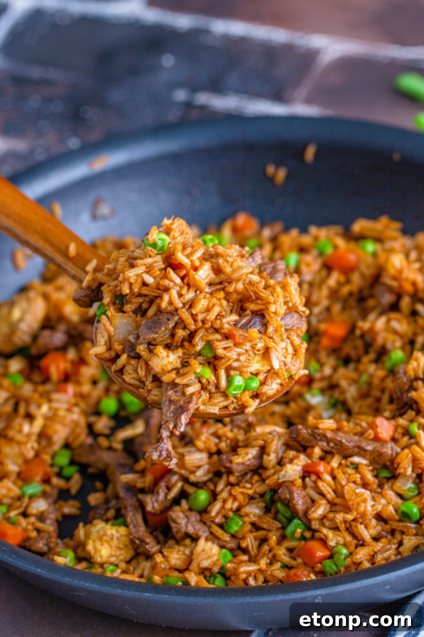 Ingredients for Beef Fried Rice laid out