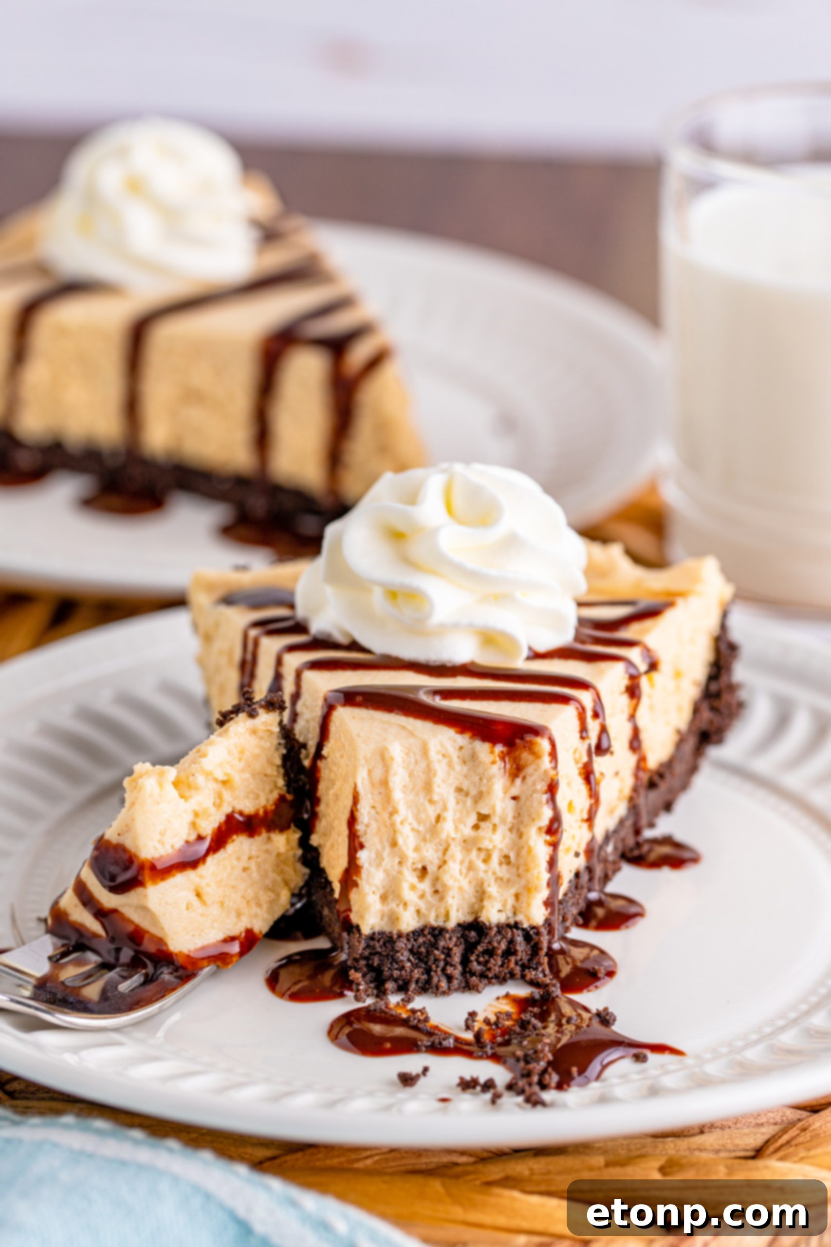 Deliciously creamy No Bake Peanut Butter Pie slice