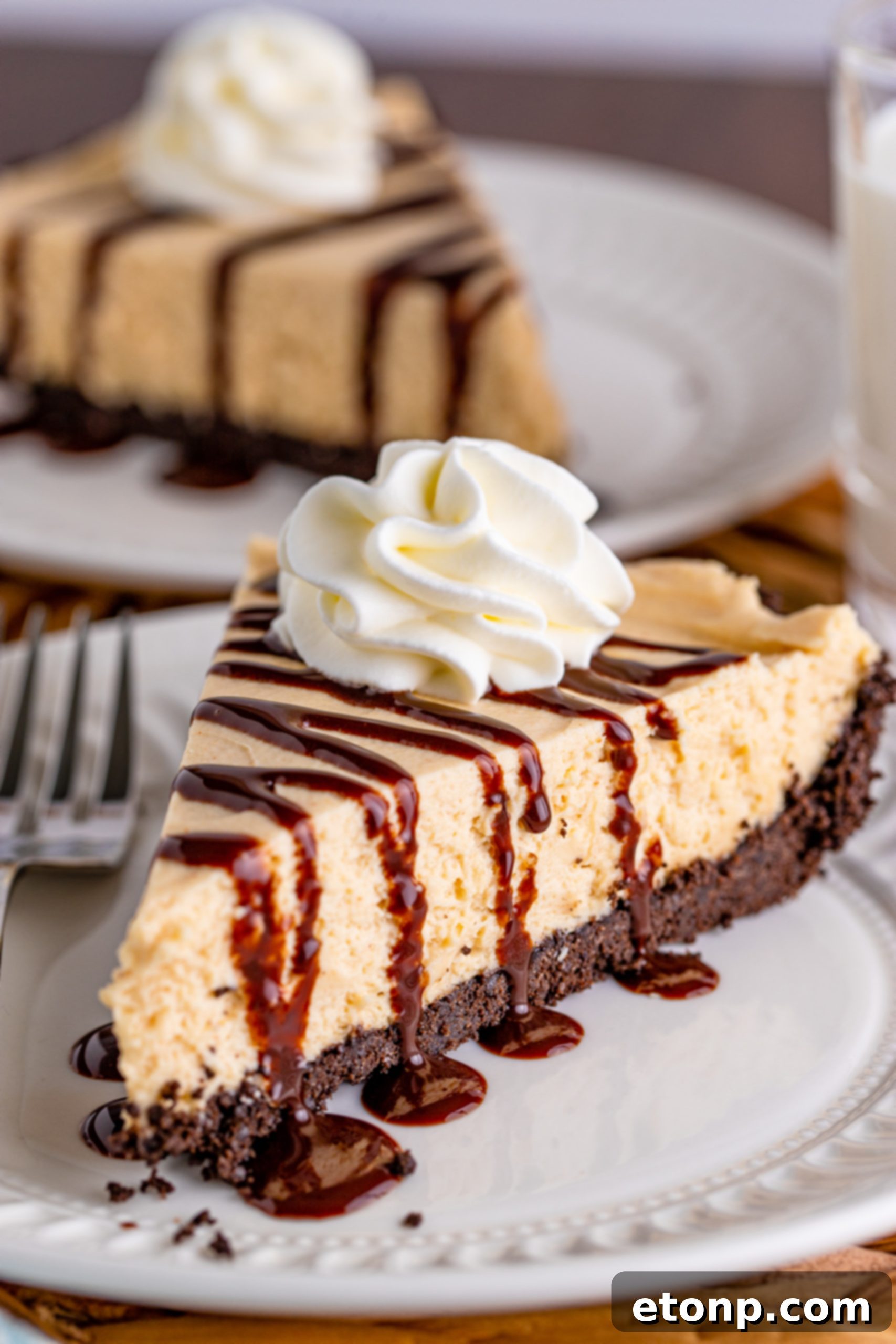 Decorated No Bake Peanut Butter Pie with various toppings