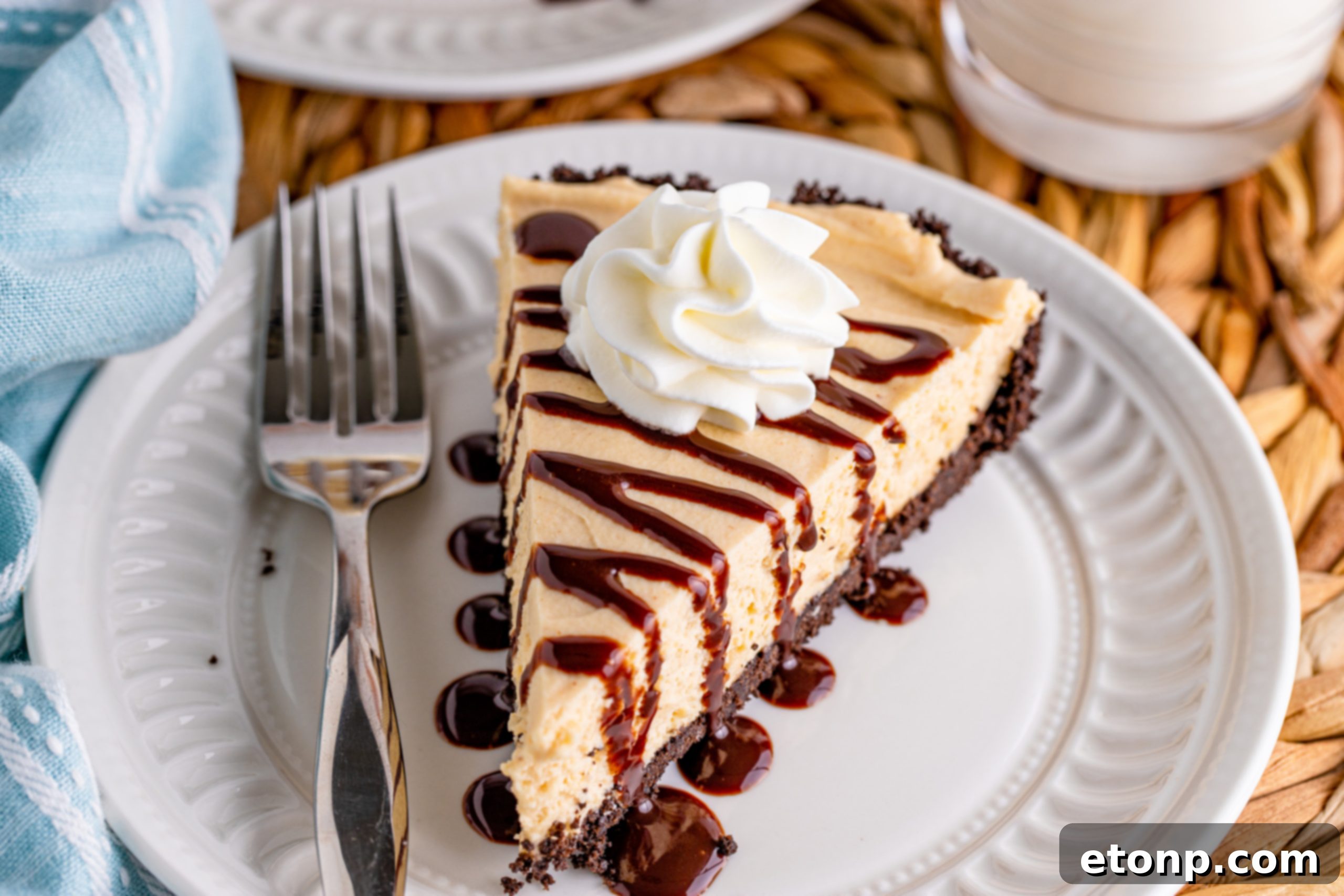 Final plated slice of No Bake Peanut Butter Pie