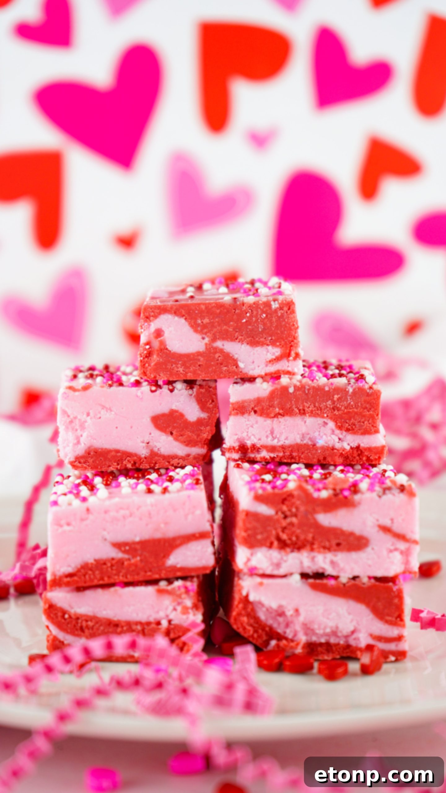 Valentine's Day Strawberry Fudge slices