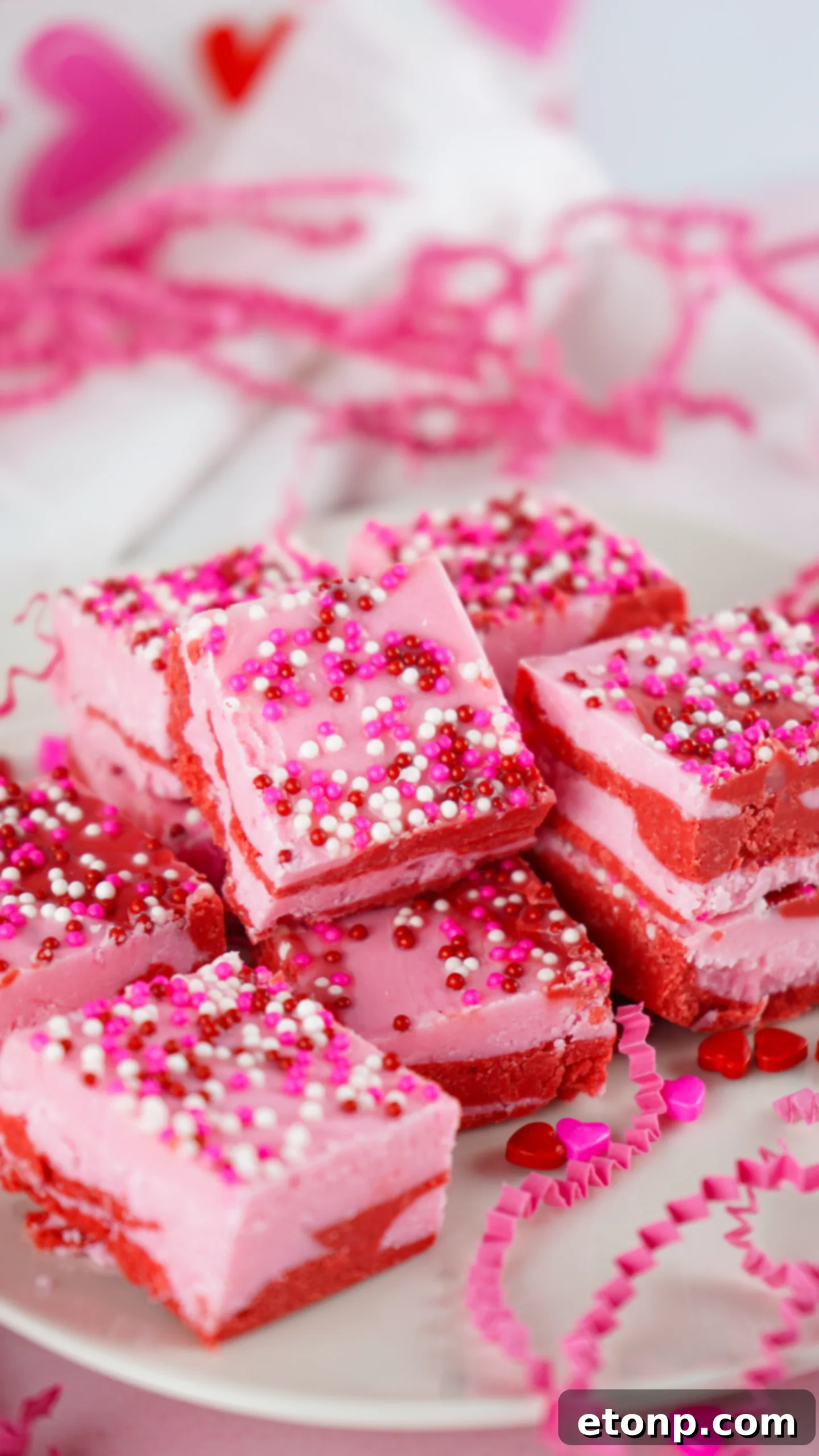 Serving of Valentine's Day Strawberry Fudge