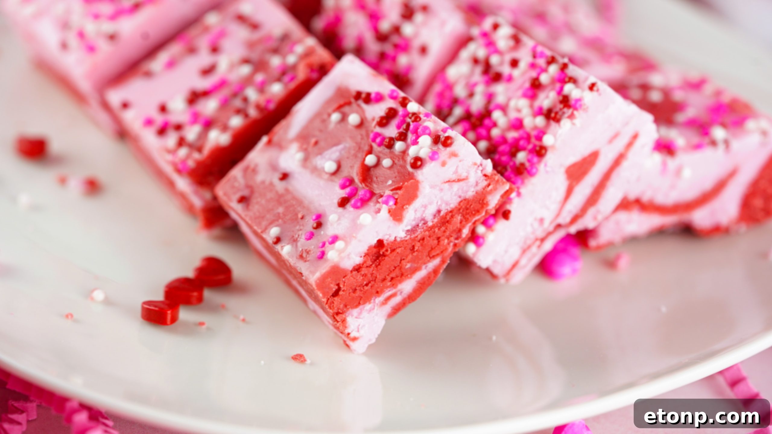 Heart-shaped sprinkles for fudge