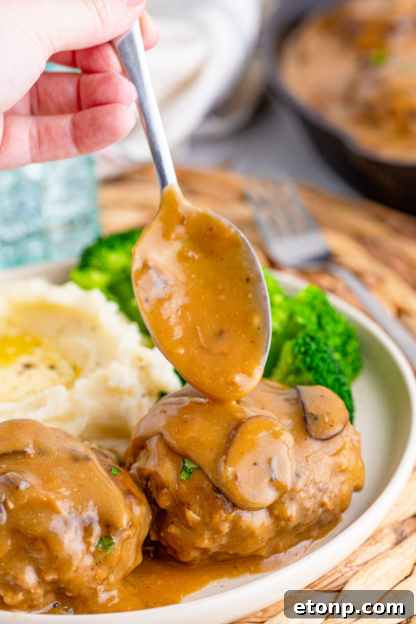Salisbury Steak patties in a bowl