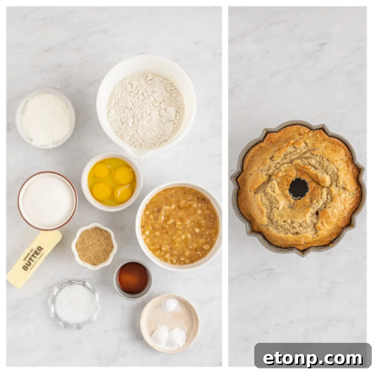Banana Cake covered in sour cream frosting ingredients
