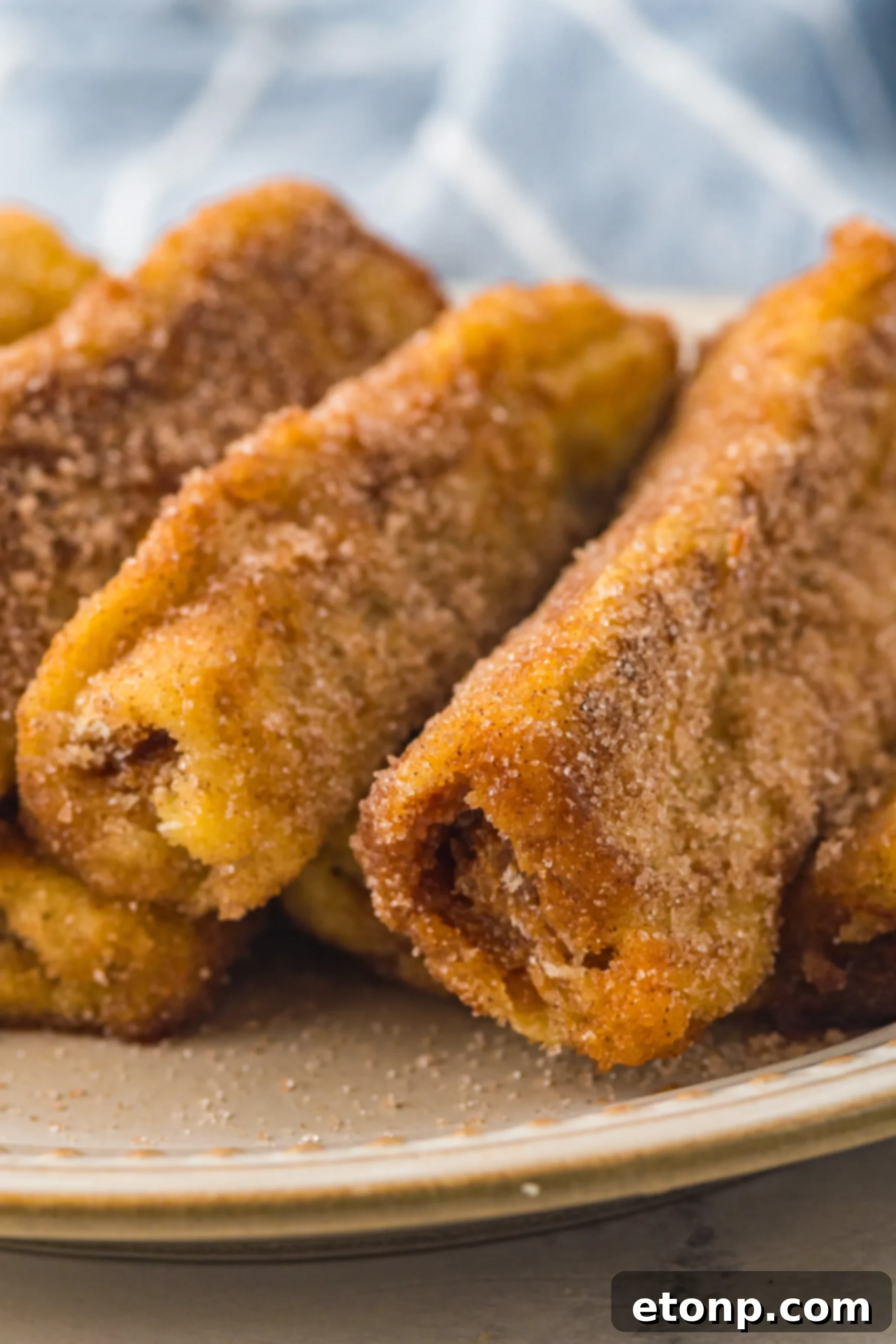 Churro French Toast Roll Ups with fresh fruit