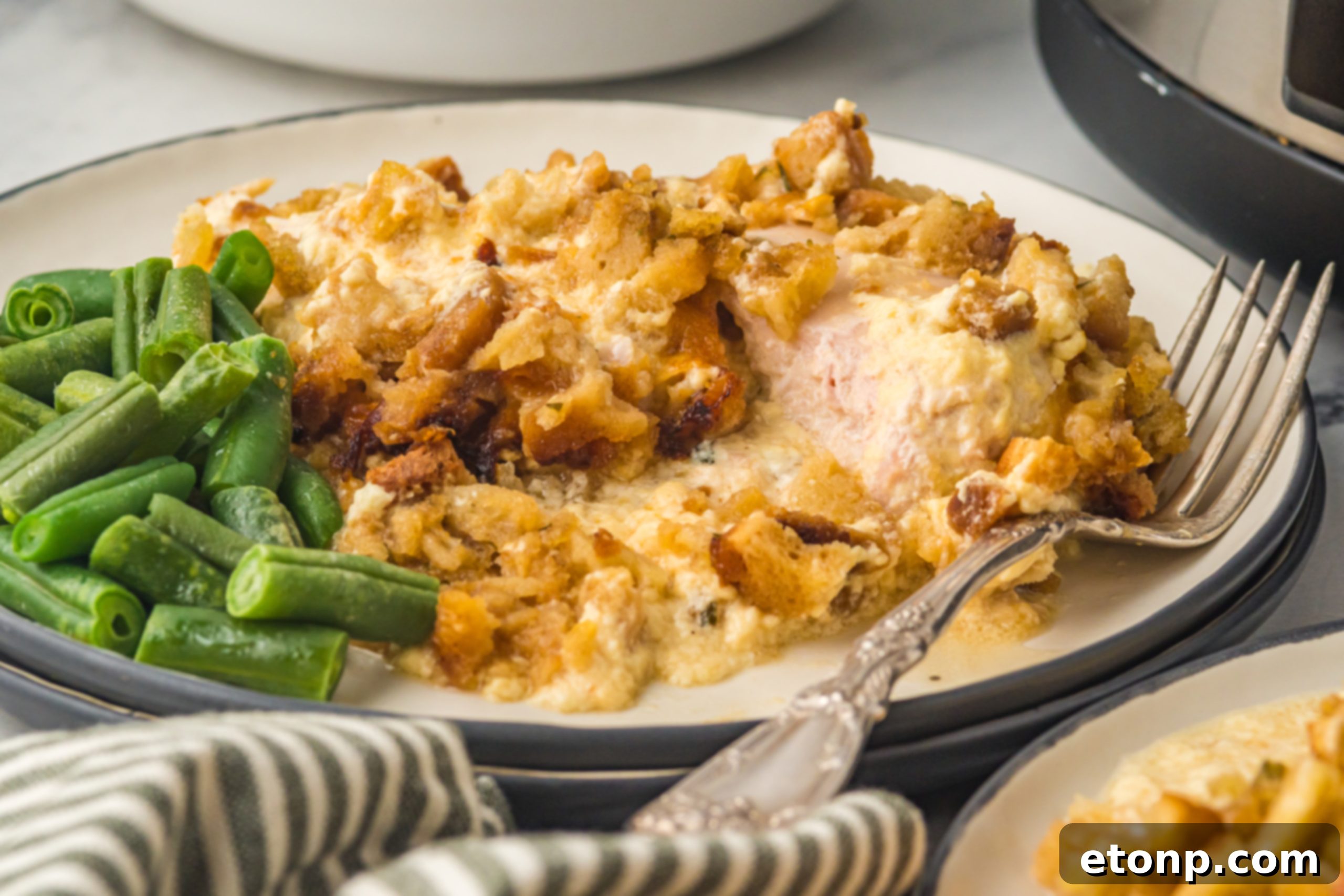 Slow Cooker Chicken Cordon Bleu with Savory Stuffing 10 Box of chicken stuffing mix, an essential part of the crispy topping.