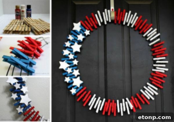 Clothespin Patriotic Wreath