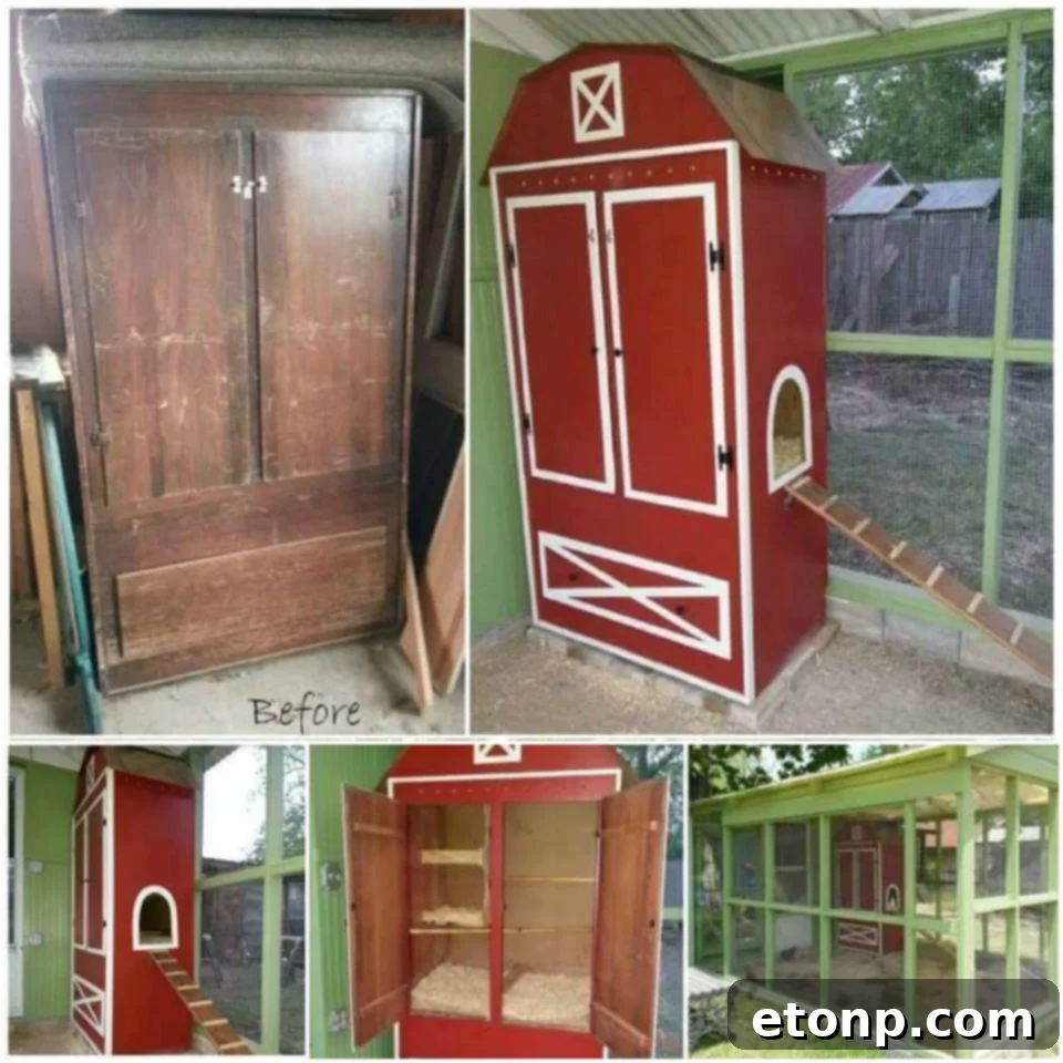 Old Armoire into Chicken Coop