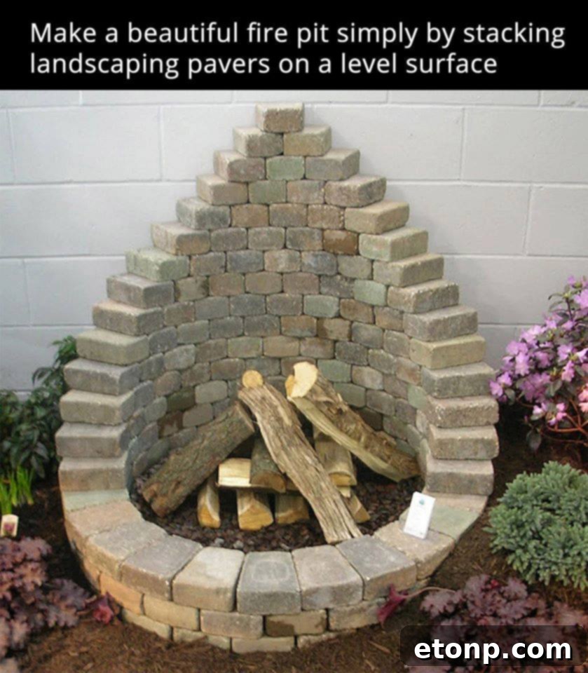 Easy DIY Fire Pit with Stacked Paver Stones