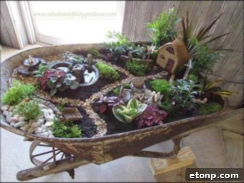 Wheelbarrow Fairy Garden