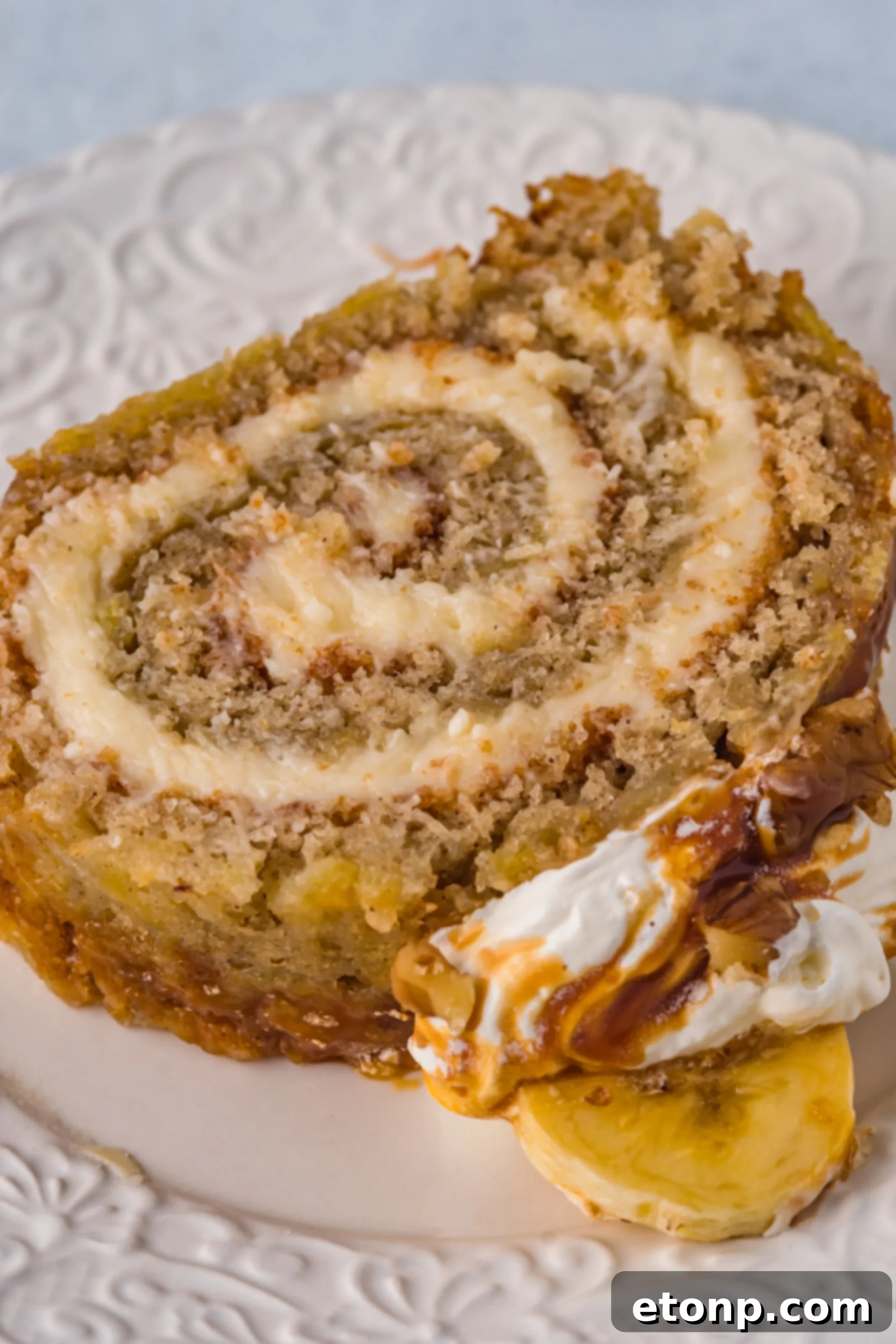 Overhead shot of a full Banana Cake Roll.