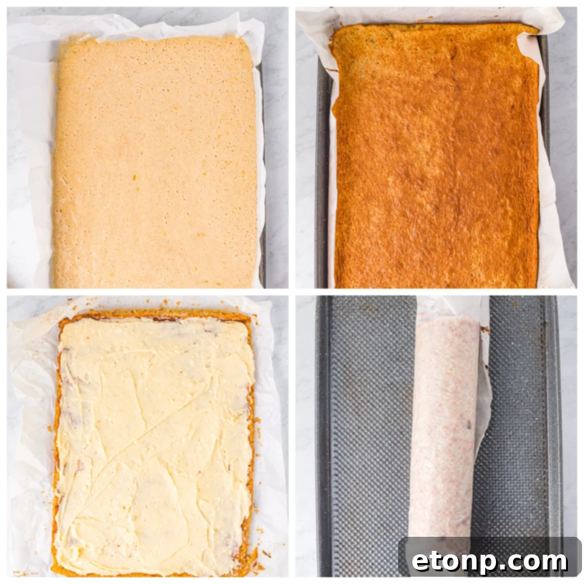 Close-up of Banana Cake Roll slice with filling.