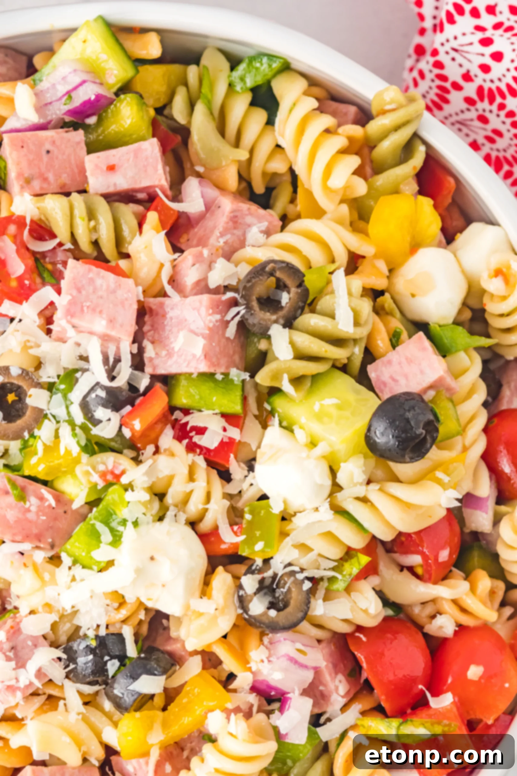 Authentic Italian Pasta Salad 2 Classic Italian Pasta Salad with fresh ingredients