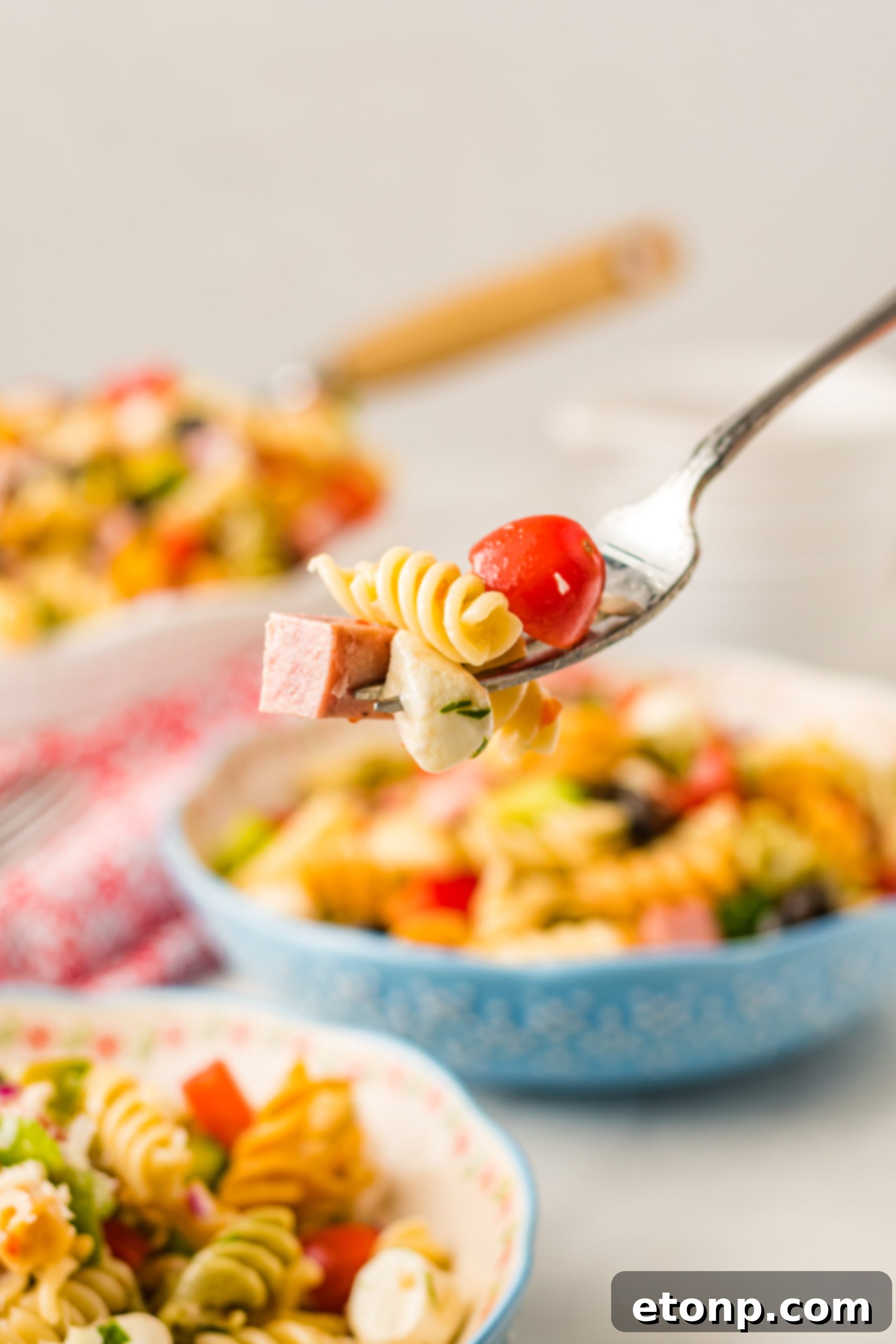 Authentic Italian Pasta Salad 7 Serving bowl of Italian Pasta Salad
