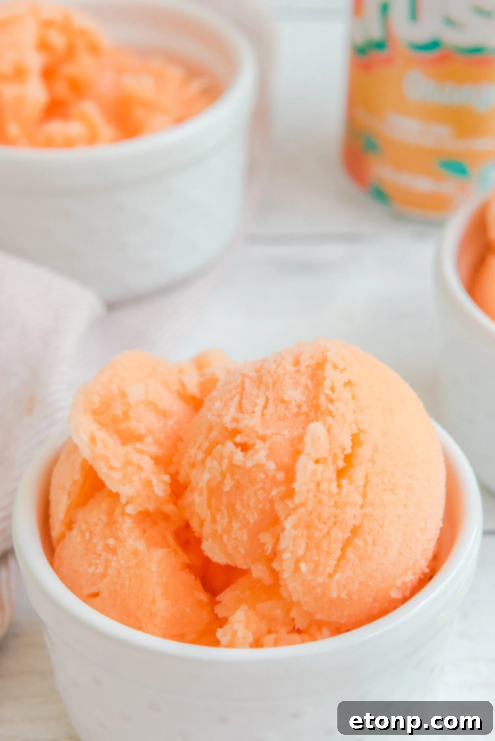 Sunburst Orange Sherbet 13 A trio of delicious Orange Crush Sherbet bowls, perfectly portioned