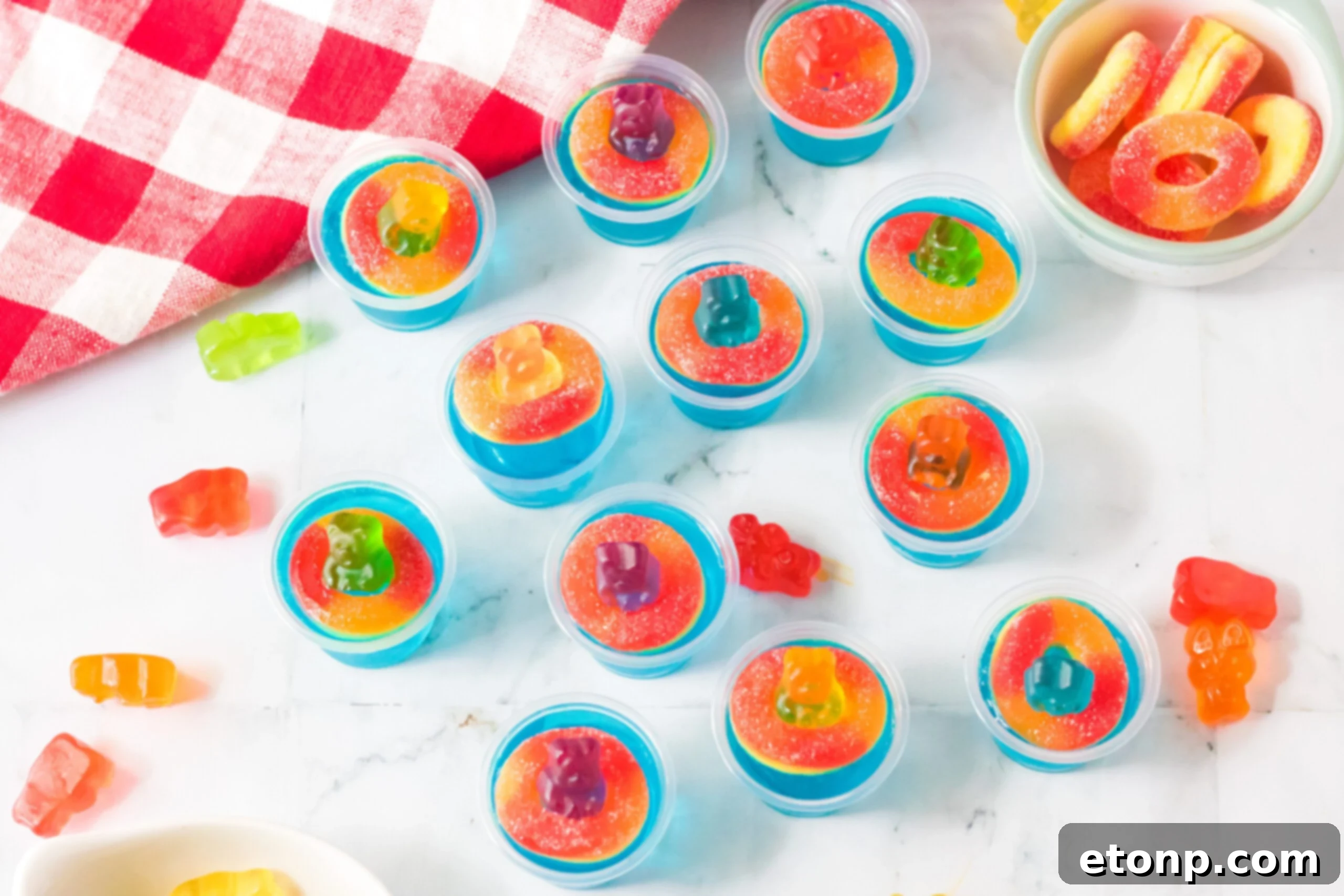 Summer Splash Jello Shots 6 Pool Party Jello Shots overhead shot