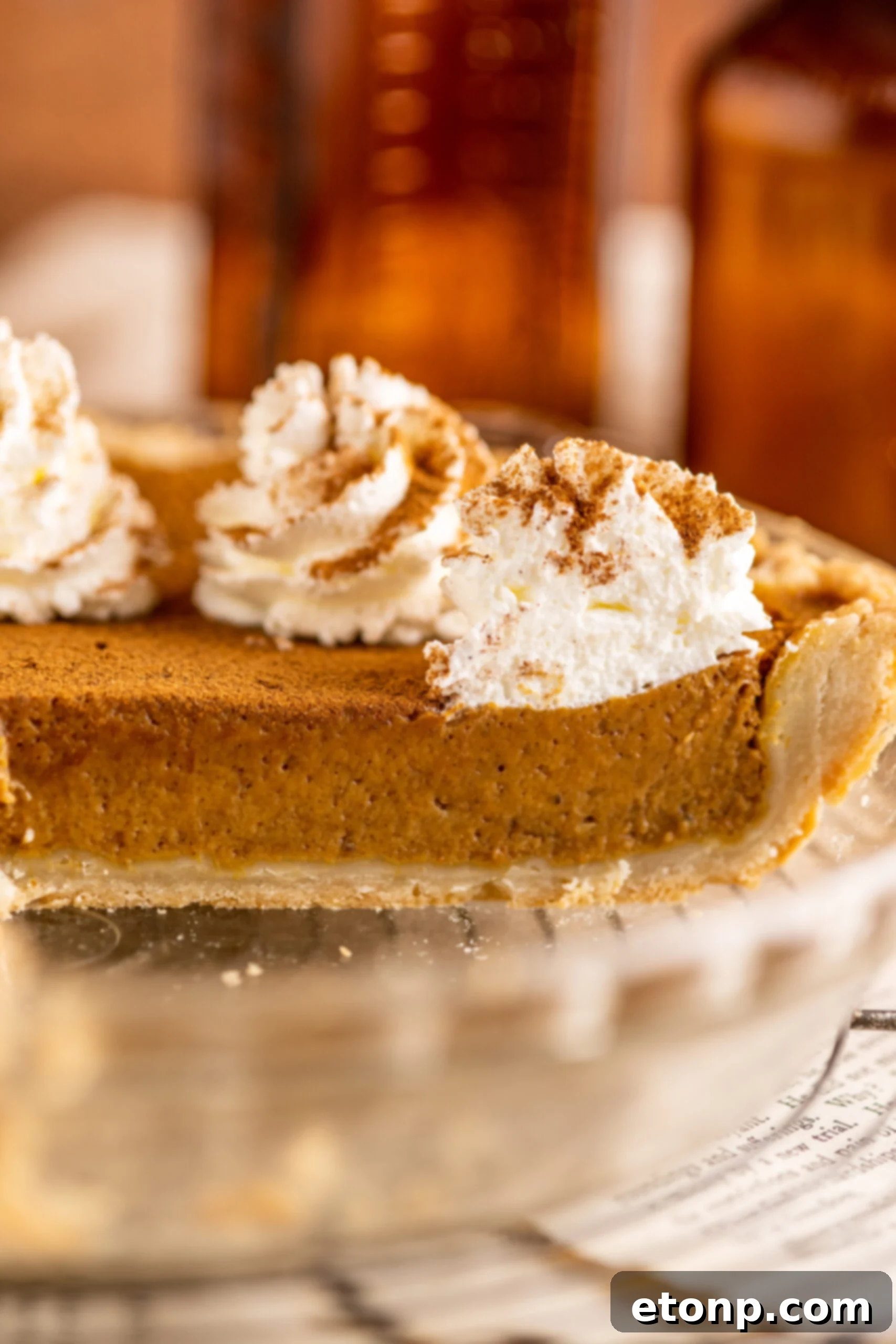 Velvet Pumpkin Dream Pie 9 Pumpkin Custard Pie in a clear pie dish