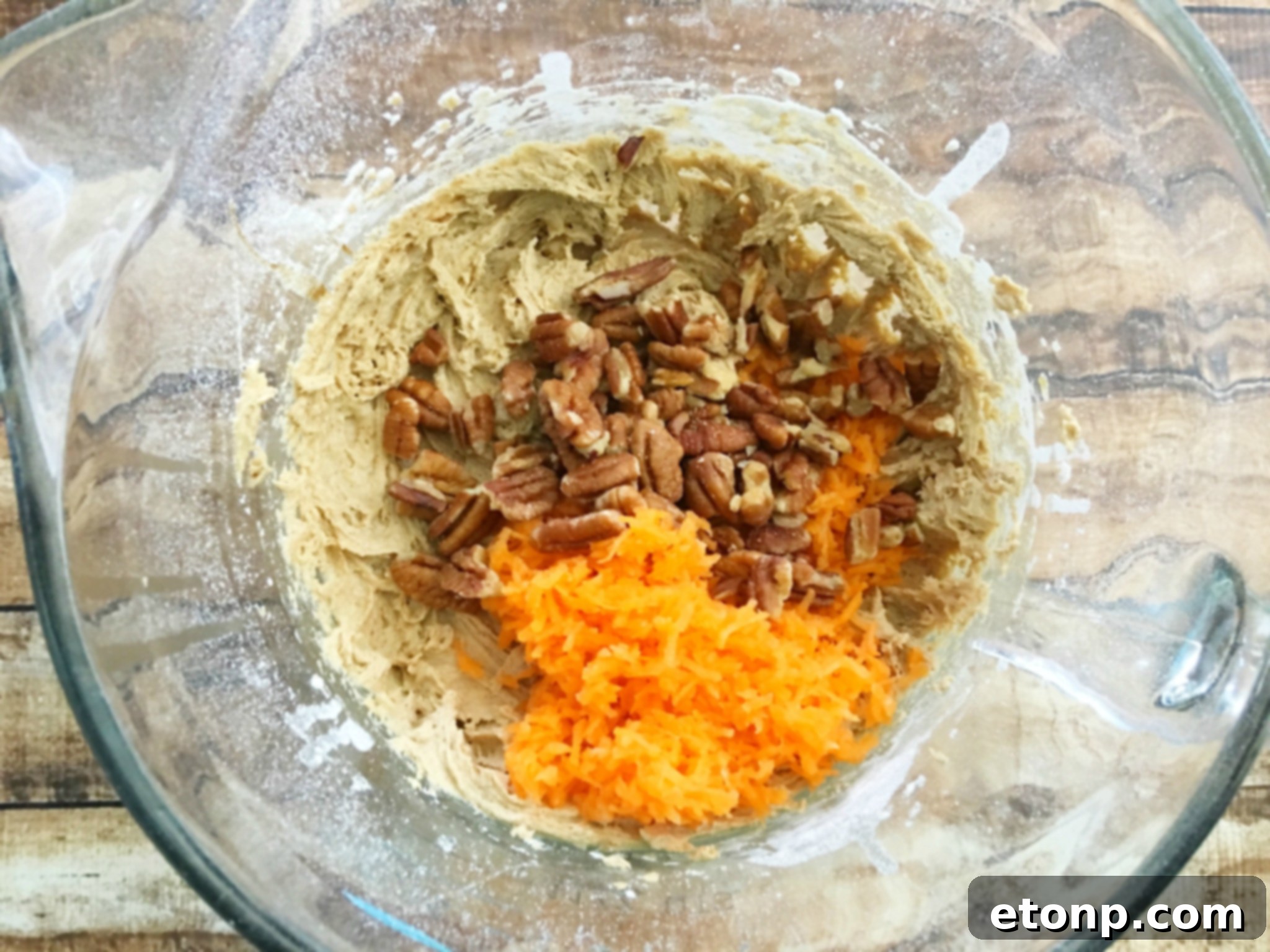 carrot cake cookies dough in bowl