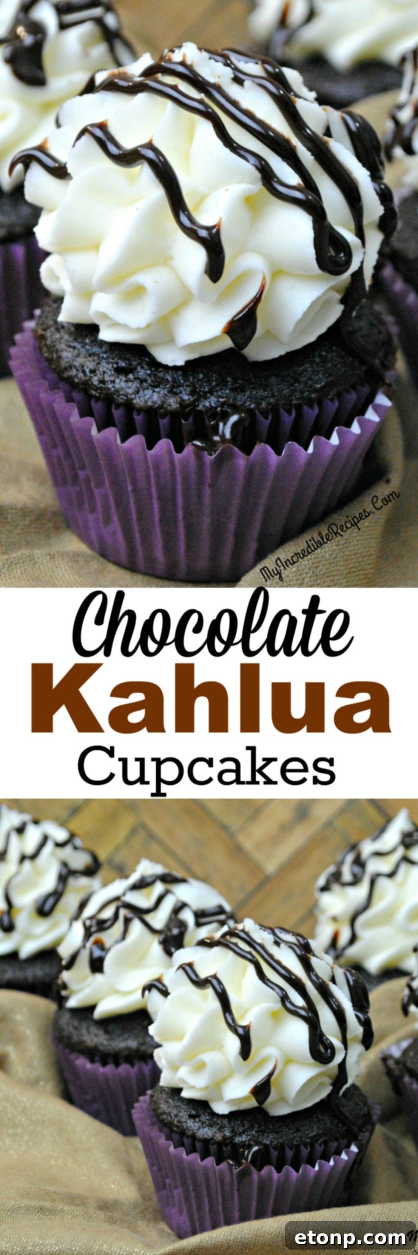 Decadent Kahlua Chocolate Cupcakes 7 Pin this irresistible Chocolate Kahlúa Cupcakes recipe on Pinterest for later.