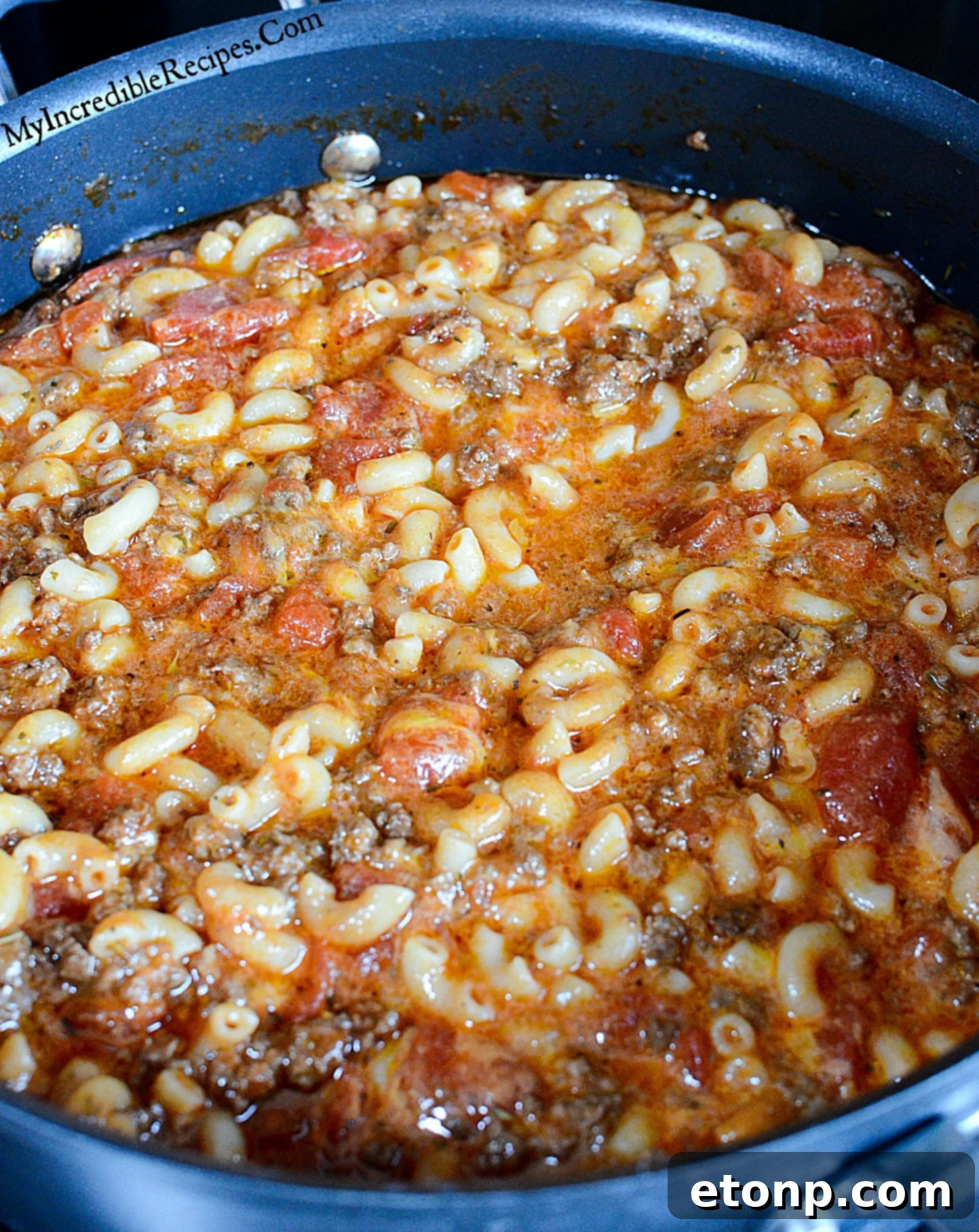 Homestyle Goulash 6 Old Fashioned Goulash in a pot over head shot