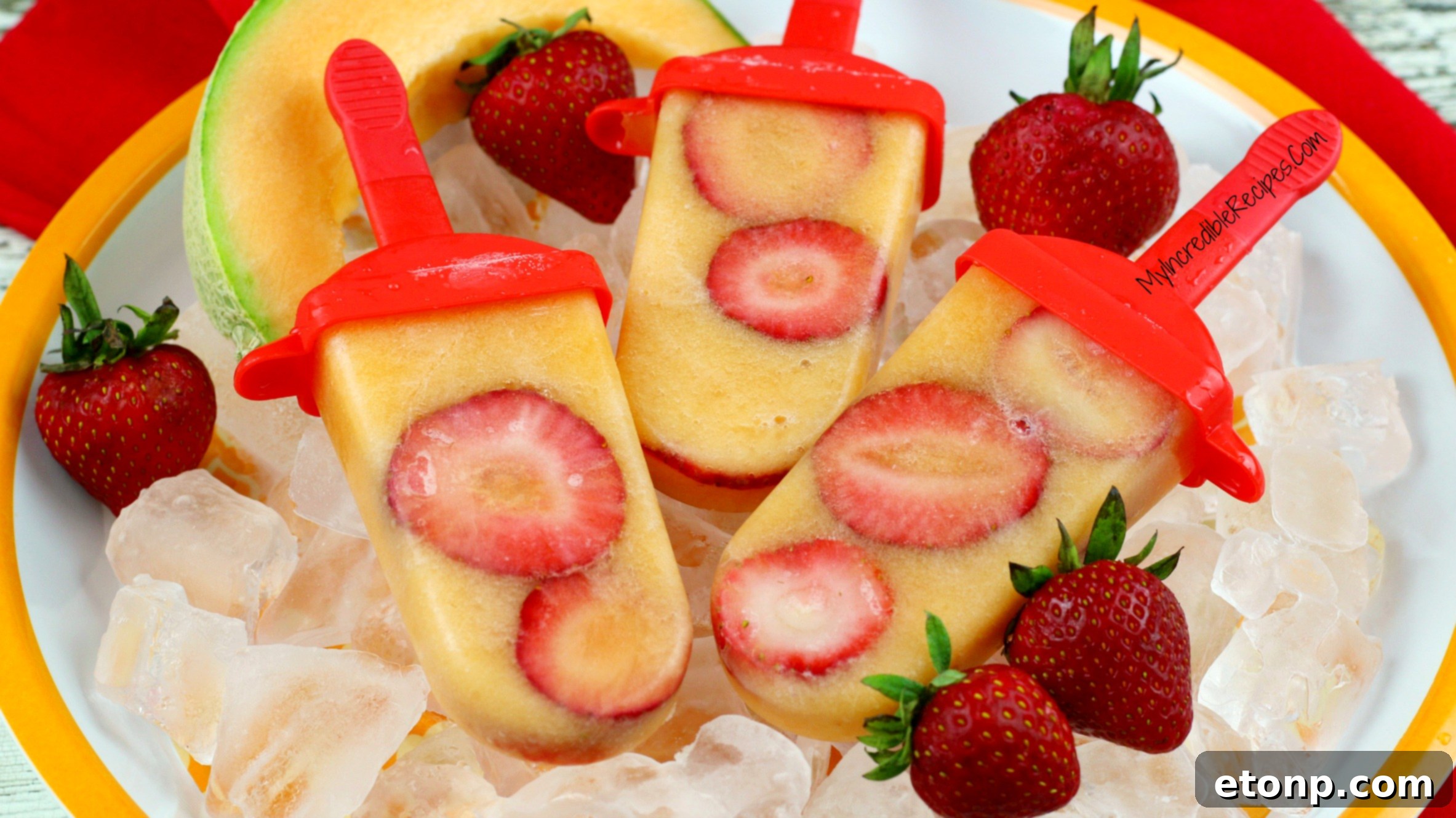 Close-up of the smooth blended fruit mixture in a glass, ready for pouring