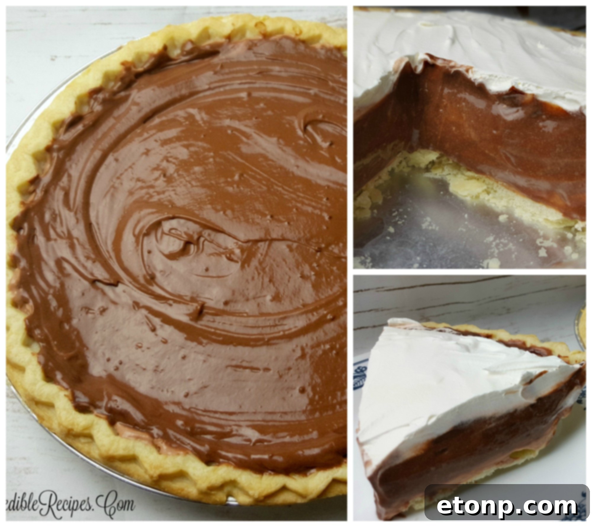 Chocolate cream pie slice