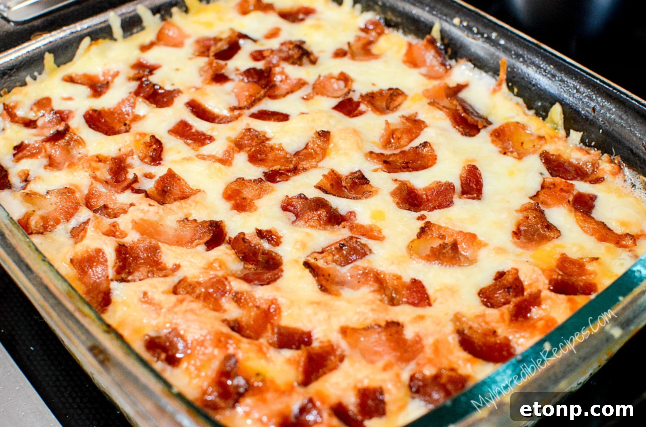 Ultimate Chicken Bacon Ranch Bake 6 Chicken Bacon Ranch Casserole baking in the oven