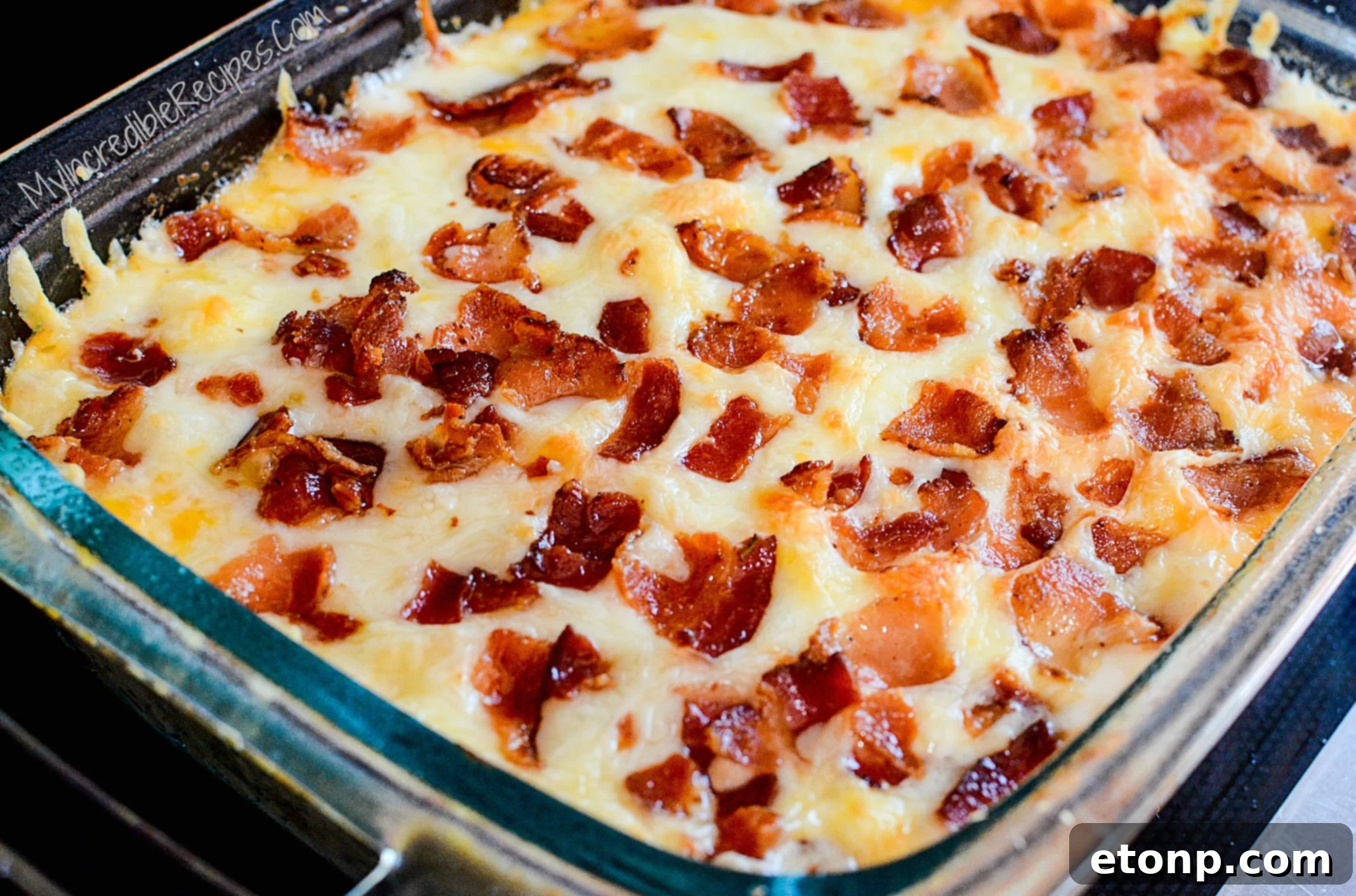 Ultimate Chicken Bacon Ranch Bake 9 Serving spoonful of Chicken Bacon Ranch Casserole