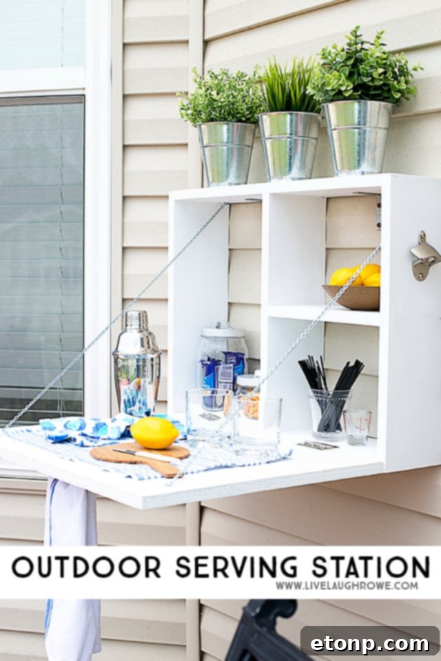 How fun is this Outdoor Serving Station? It would make a great potting bench too! livelaughrowe.com