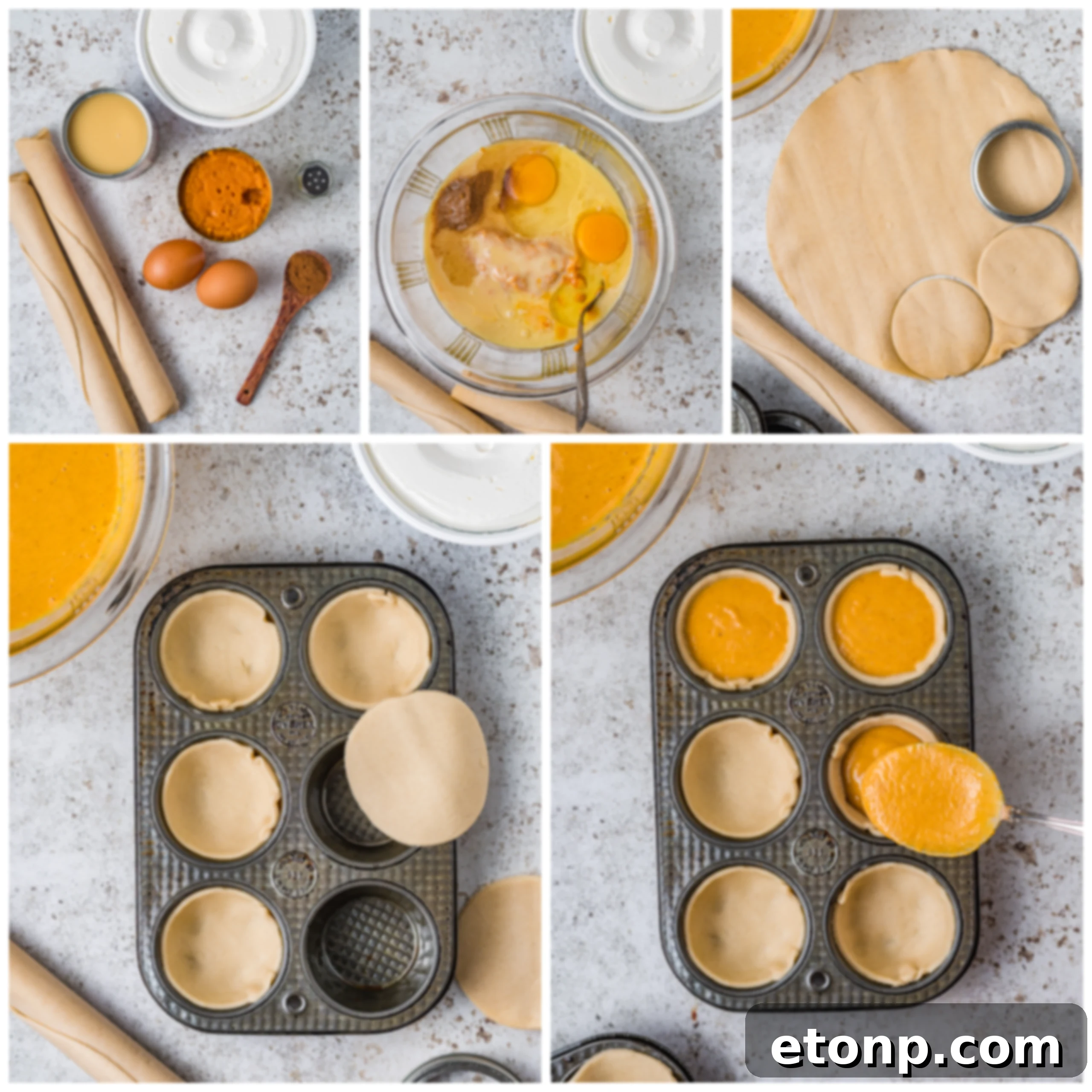 Mini Pumpkin Pie how to assemble collage photo 