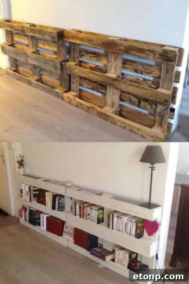 Craft Your Dream Home with Pallet DIY 13 Easy-to-Build DIY Pallet Bookshelves, a clever storage solution