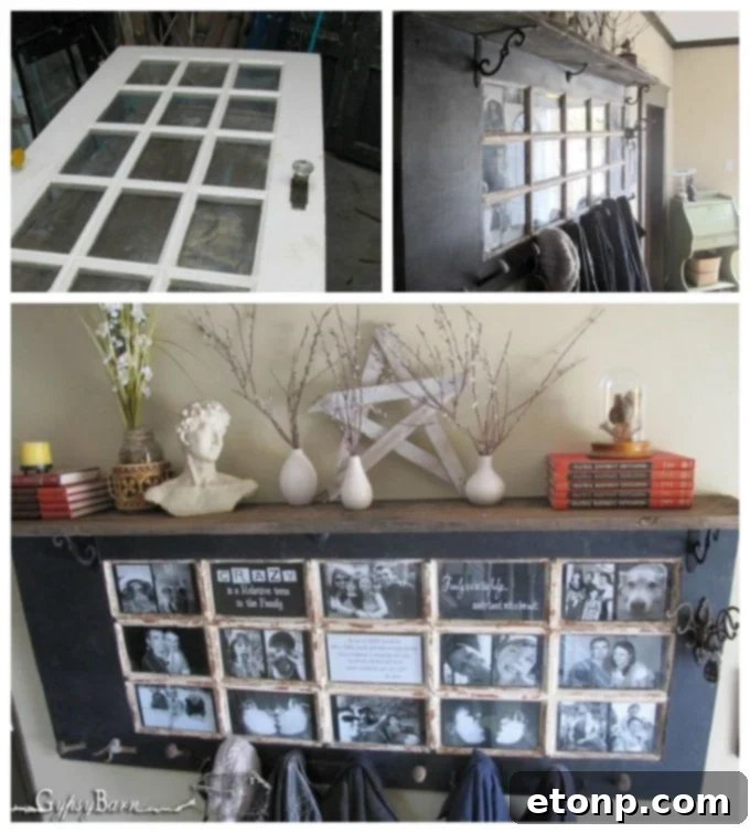 Craft Your Dream Home with Pallet DIY 14 Repurposed Old Door Hallway Mantel, a creative accent piece