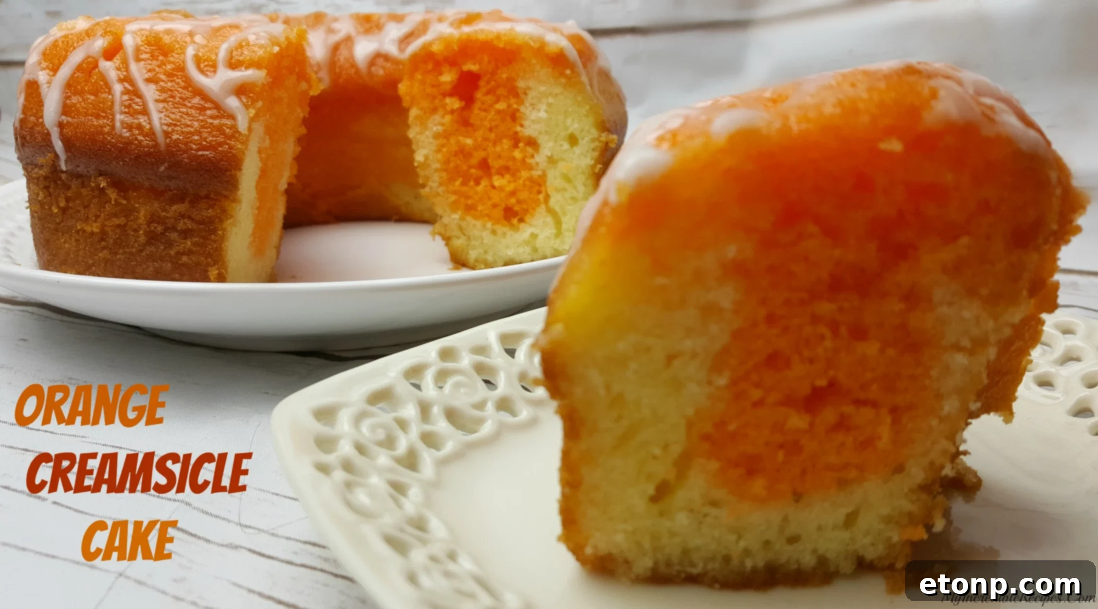 Delicious Orange Creamsicle Cake ready to serve