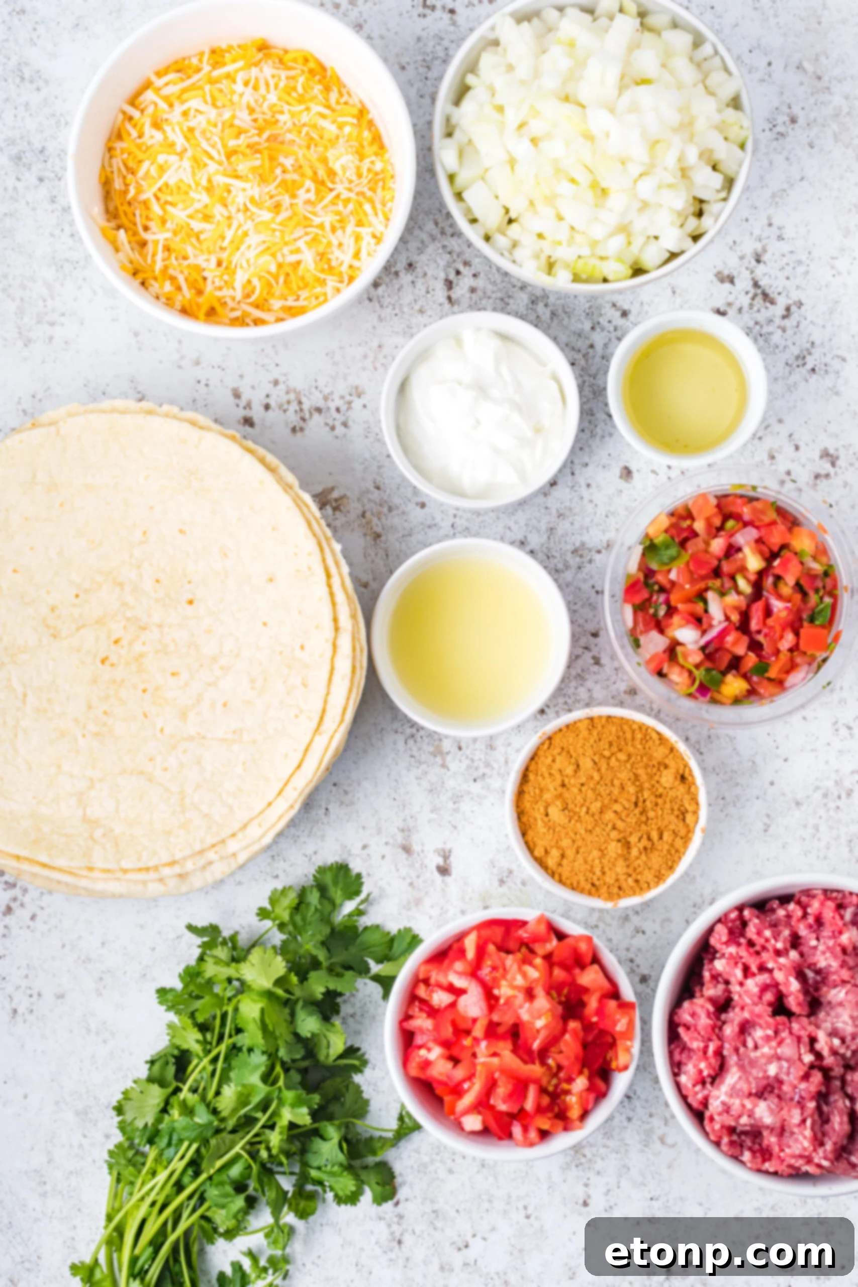 Overhead ingredient shot. 
