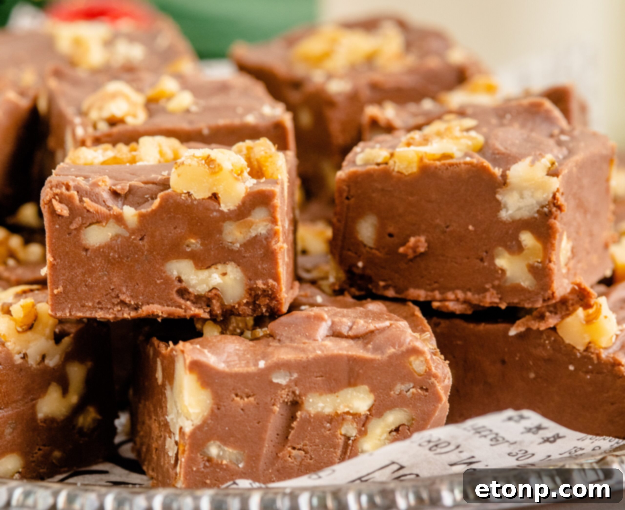 Close up shot of the Fantasy fudge stacked.