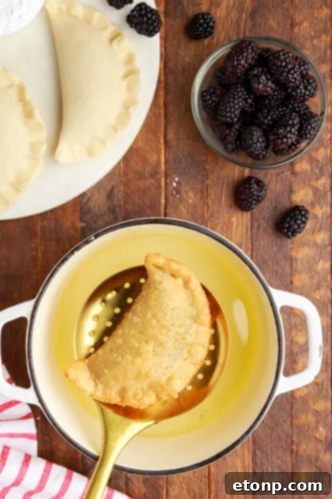 Rustic Blackberry Turnovers 11 An overhead view of the finished, baked, hand pie.