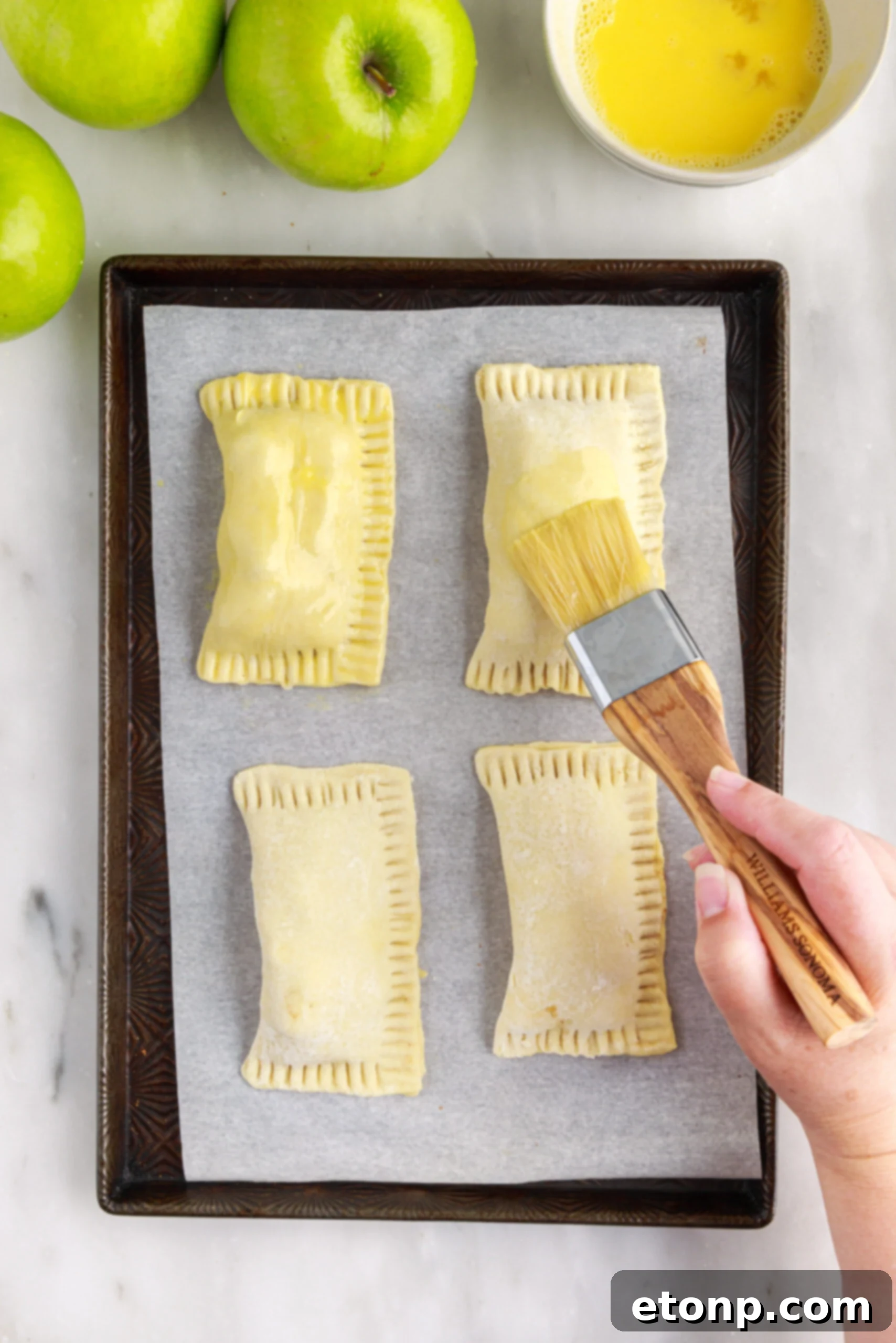 Puff pastry folded over, ready to be sealed.