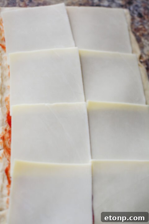 Pizza Swirls 8 Close-up of a single pizza pinwheel, showing the spiral cut and crispy edges.