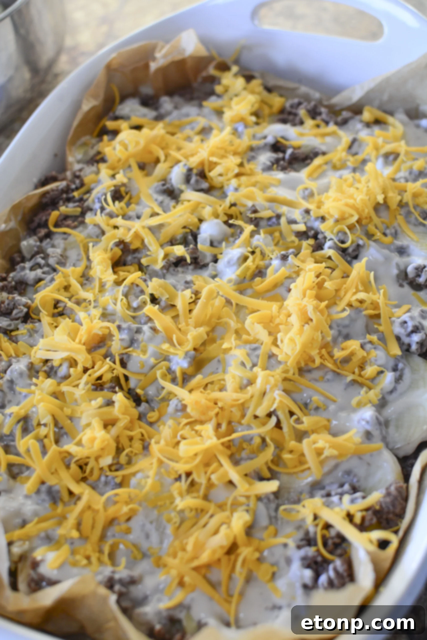 The casserole ready to go into the oven.