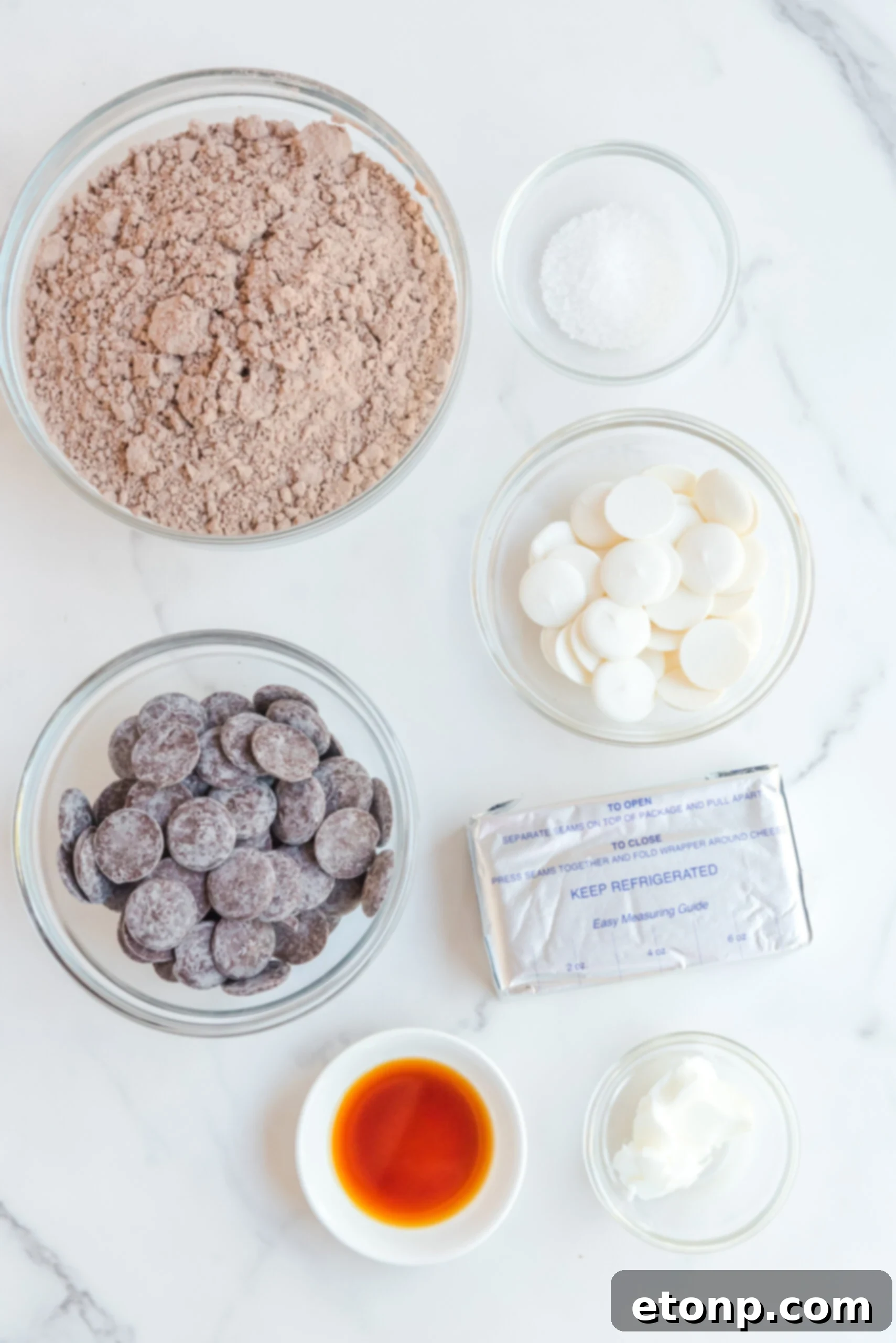 Decadent Brownie Truffles 11 An artful overhead shot displaying all the essential ingredients for this recipe, meticulously arranged and ready for use.