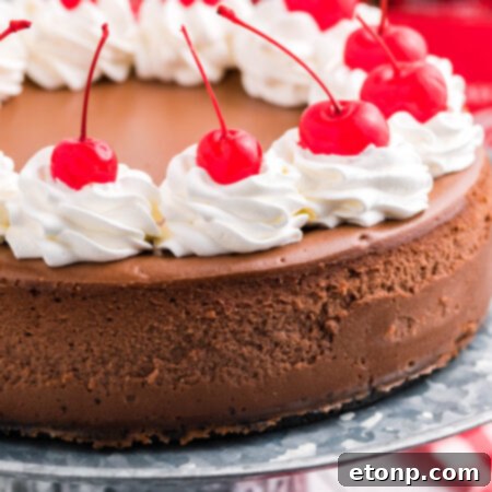 Decadent Coca-Cola Cheesecake 11 Close-up side view of Coca-Cola Cheesecake with a fork removing a piece.