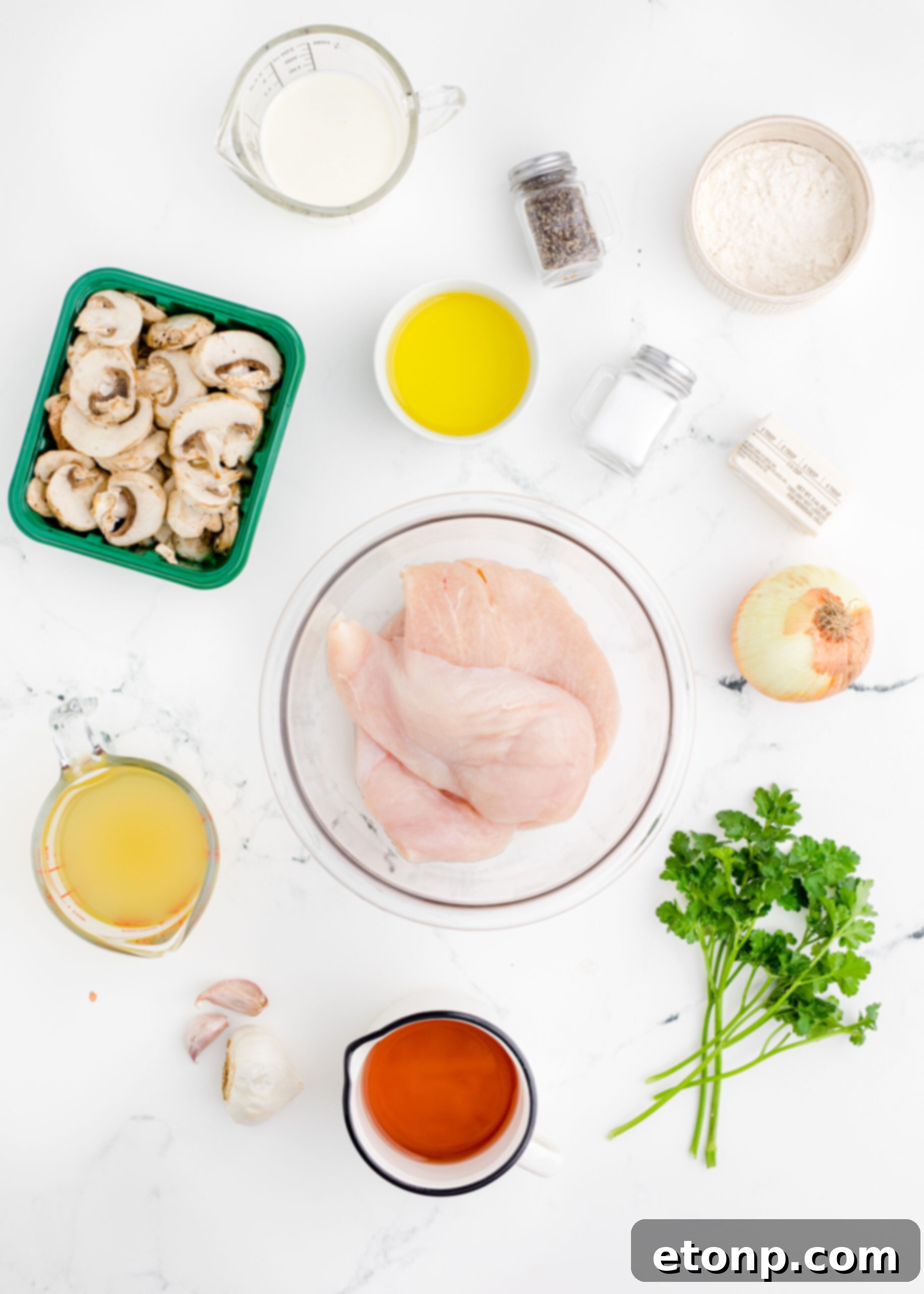 Overhead view of the ingredients needed to complete this recipe.