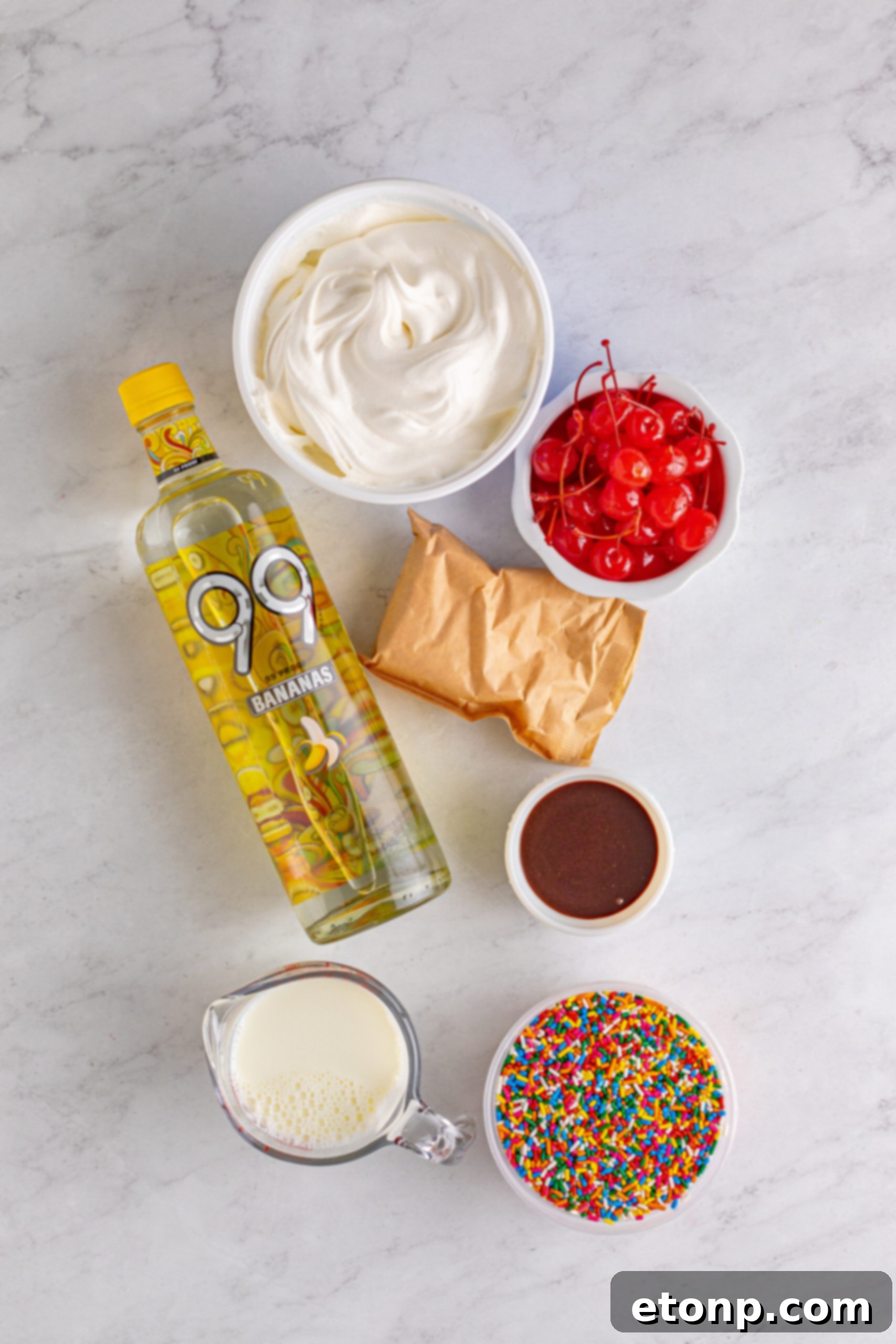 Overhead view of the ingredients needed to complete this recipe.