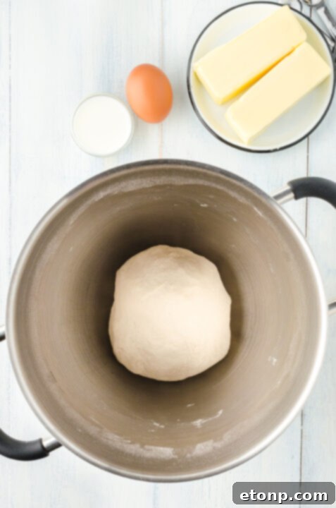 Butter being placed on croissant dough
