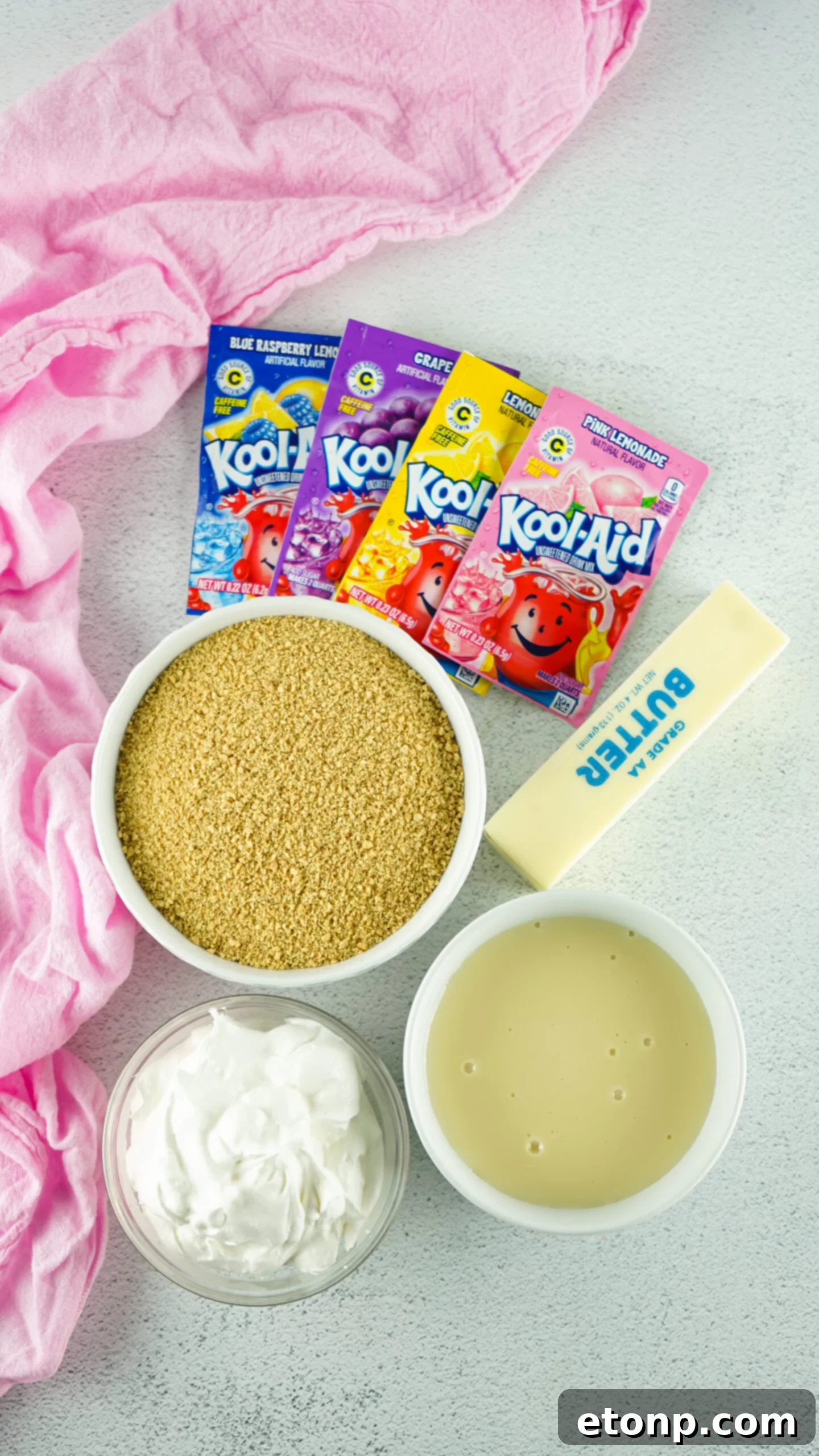 Overhead view of the ingredients needed to complete this recipe. 