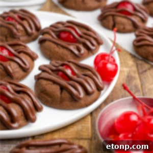 Delicious Chocolate Cherry Cookies with festive red cherries