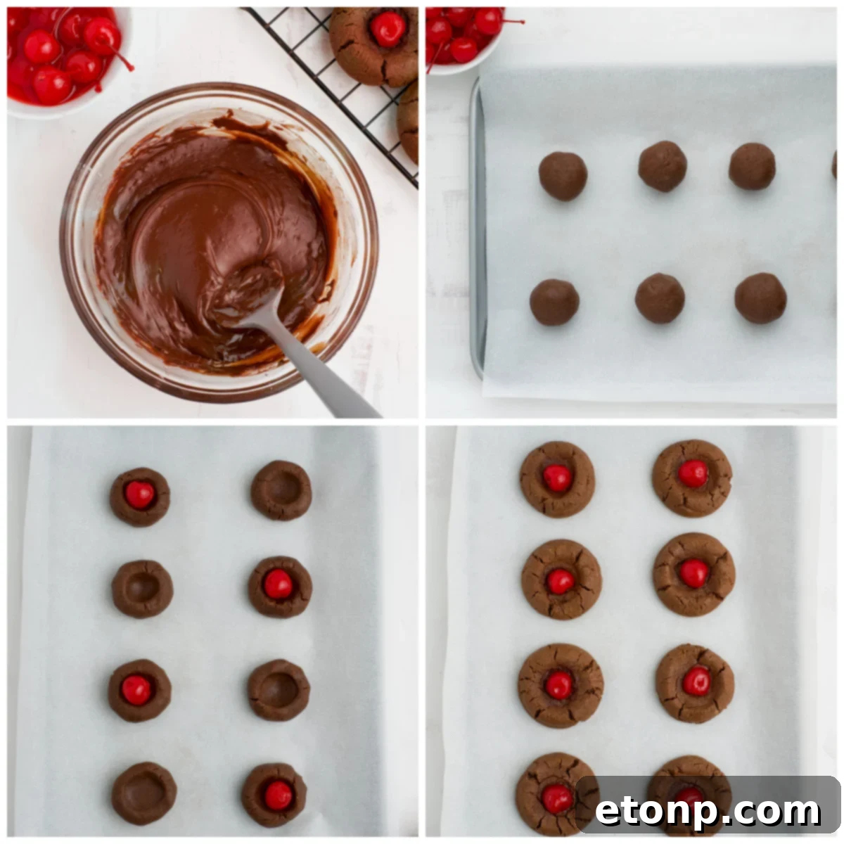 A visual collage demonstrating the proper steps for assembling and storing Chocolate Cherry Cookies, highlighting techniques for keeping them fresh and delicious.